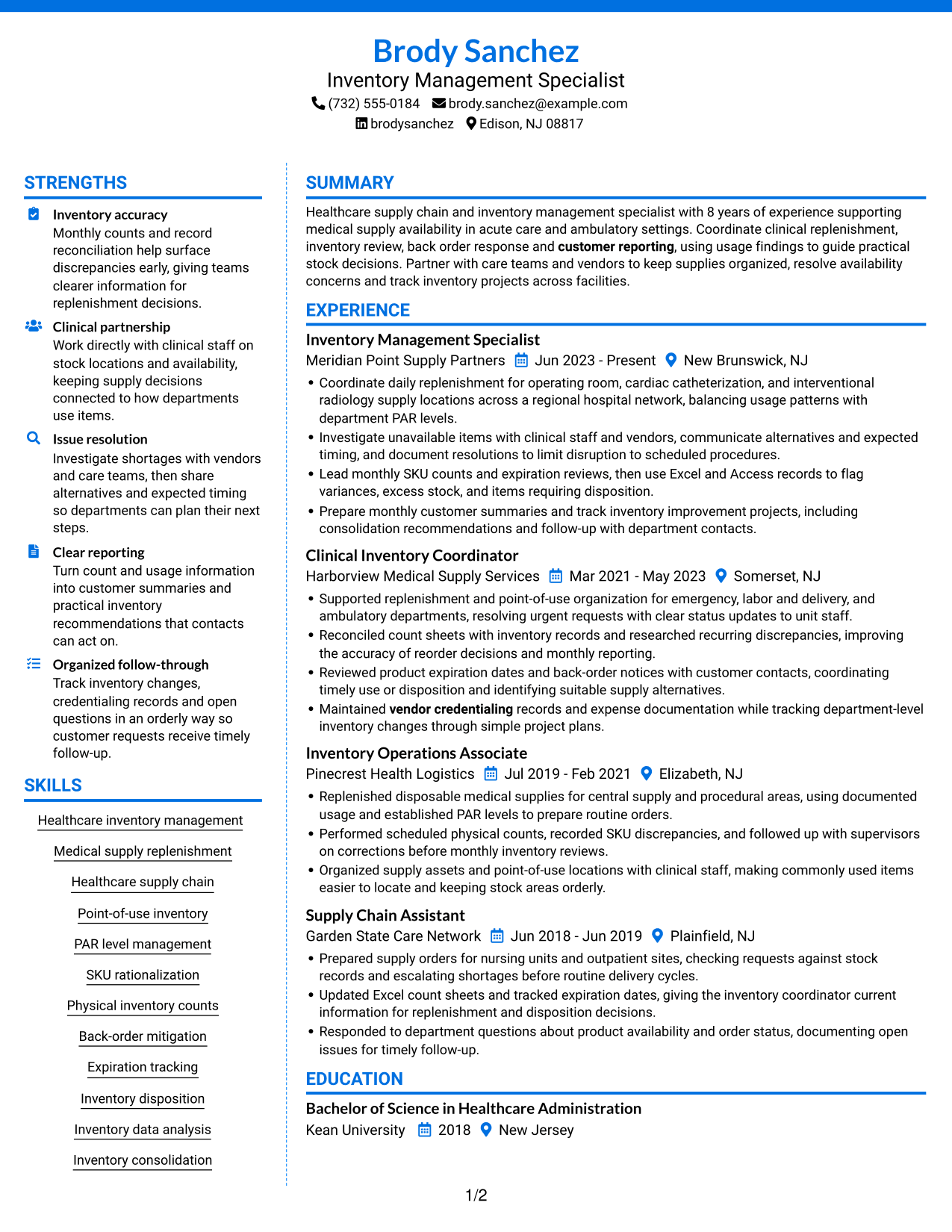 Resume example — page 1