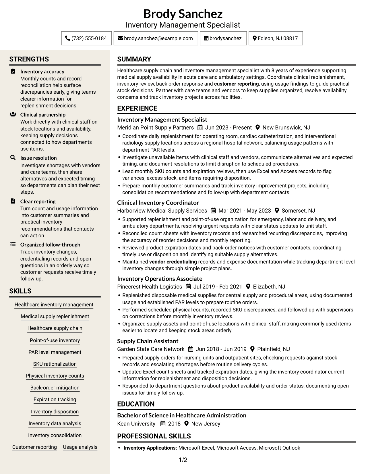Resume example — page 1