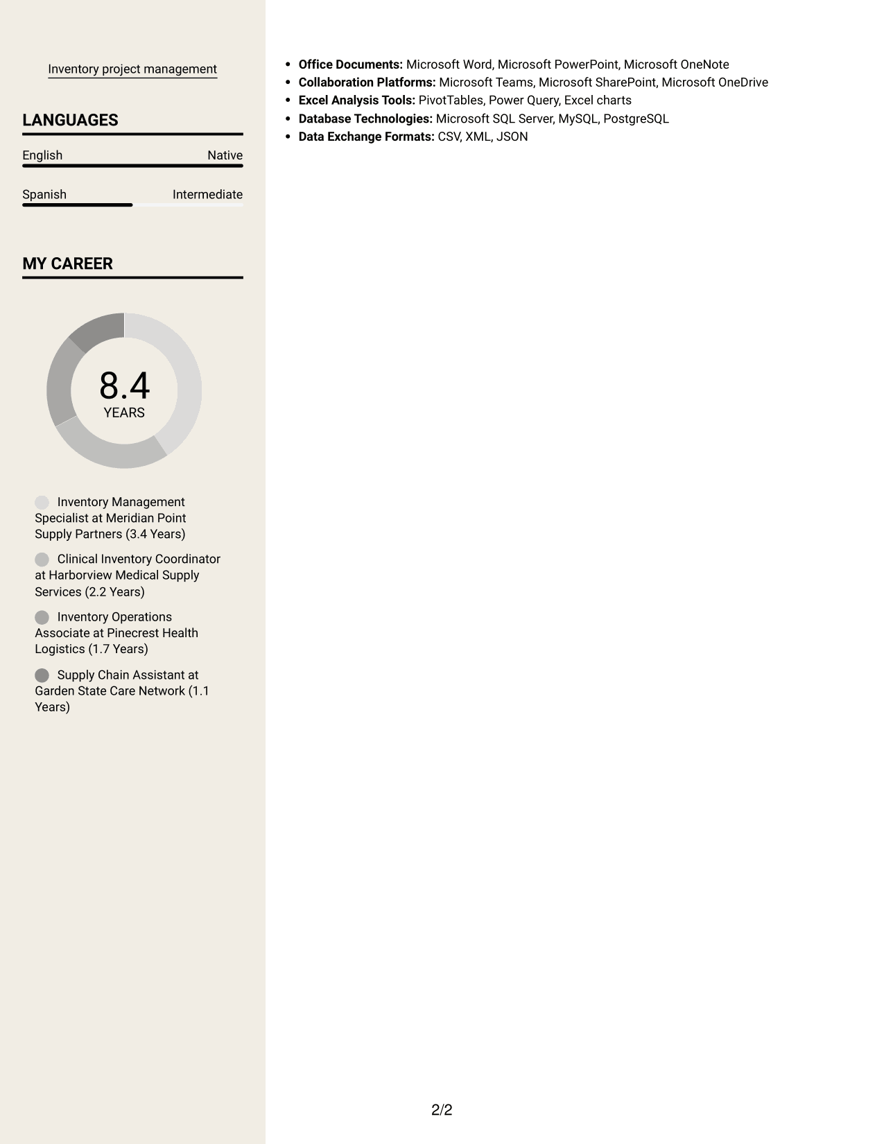 Resume example — page 2
