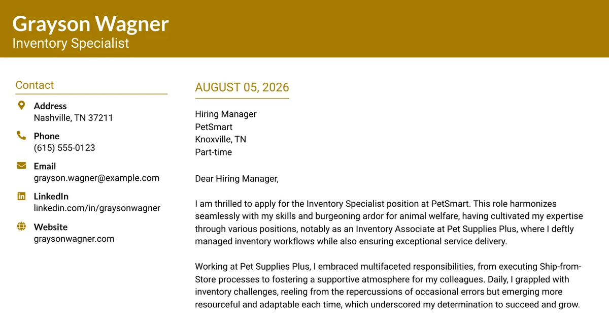 30+ Inventory Specialist Cover Letter Templates with Example 2026