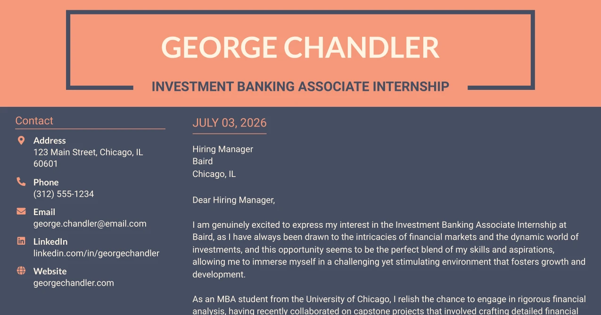 30+ Investment Banking Associate Internship Cover Letter Templates with Example 2026