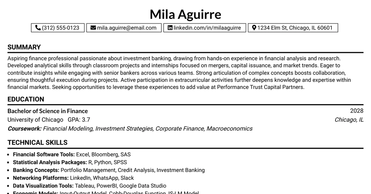 33 Investment Banking Summer Analyst Resume Templates with Example 2026 (ATS-Optimized)