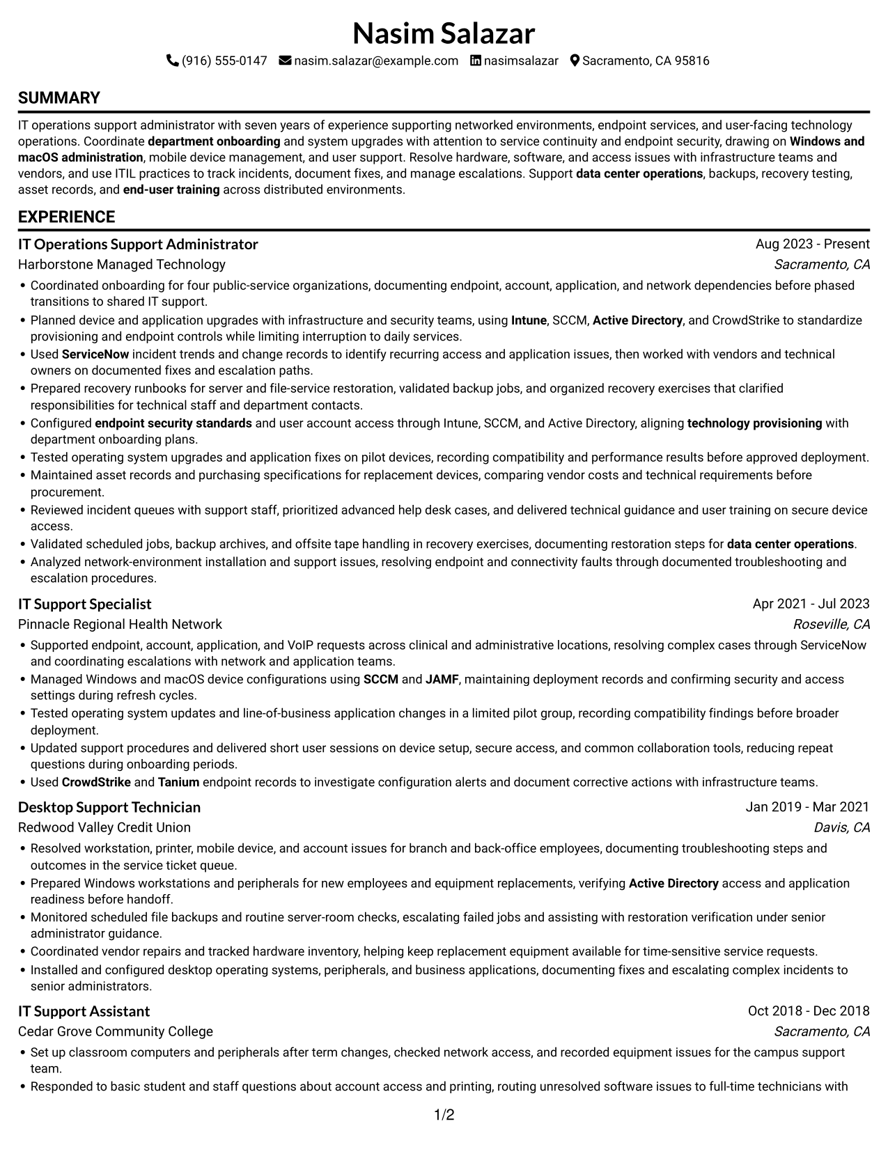 Resume example — page 1