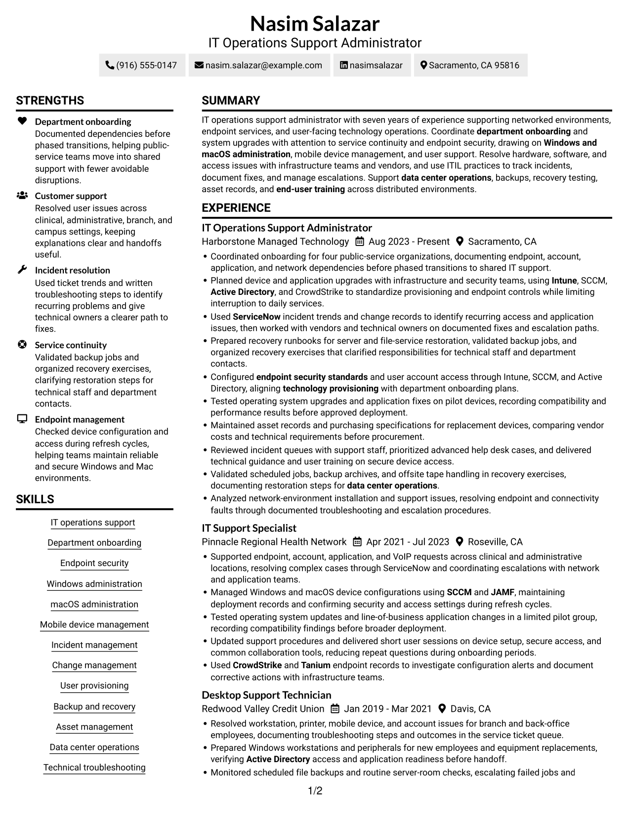 Resume example — page 1