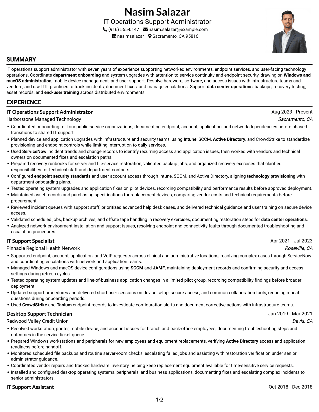 Resume example — page 1