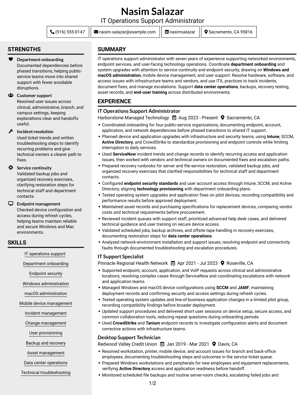 Resume example — page 1