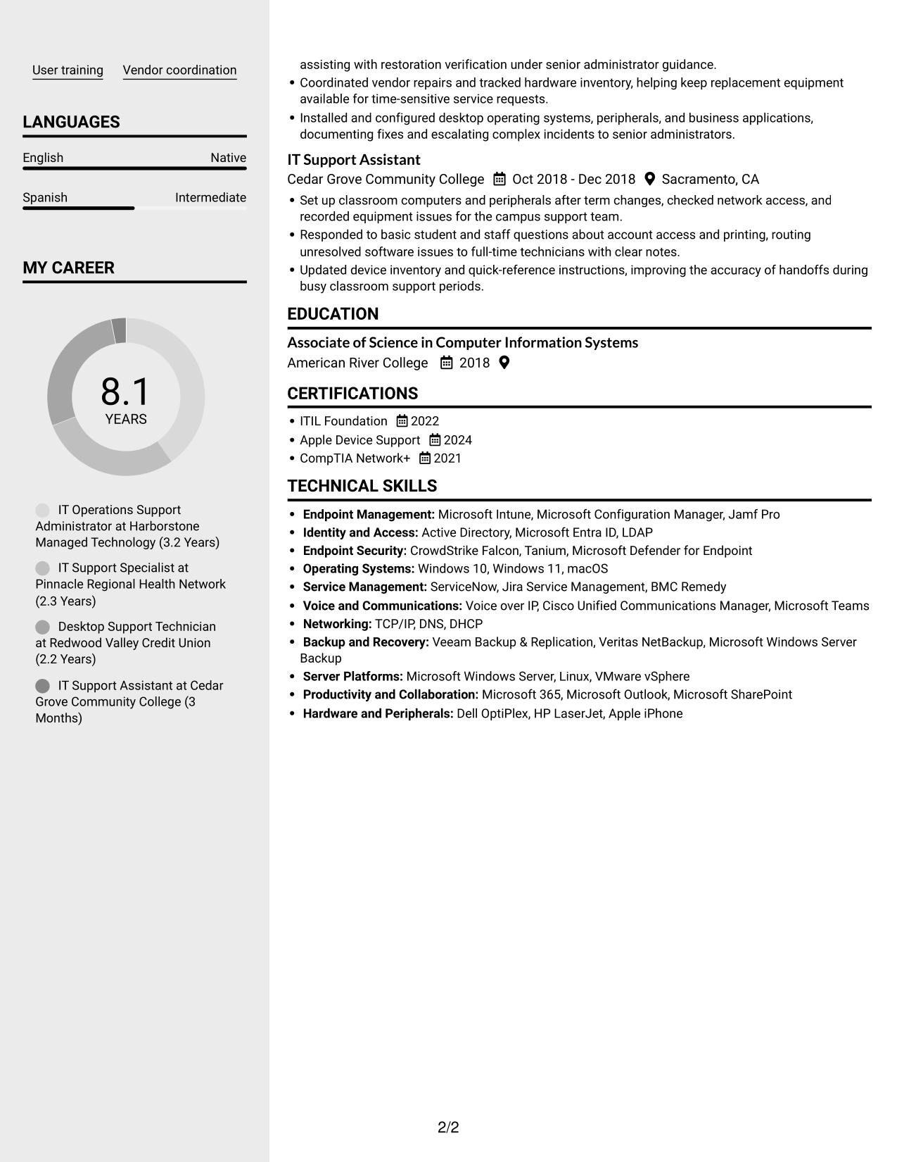 Resume example — page 2