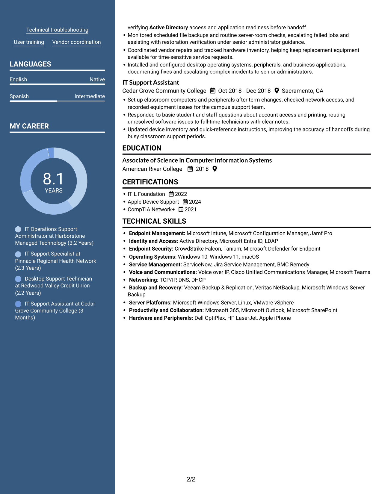 Resume example — page 2