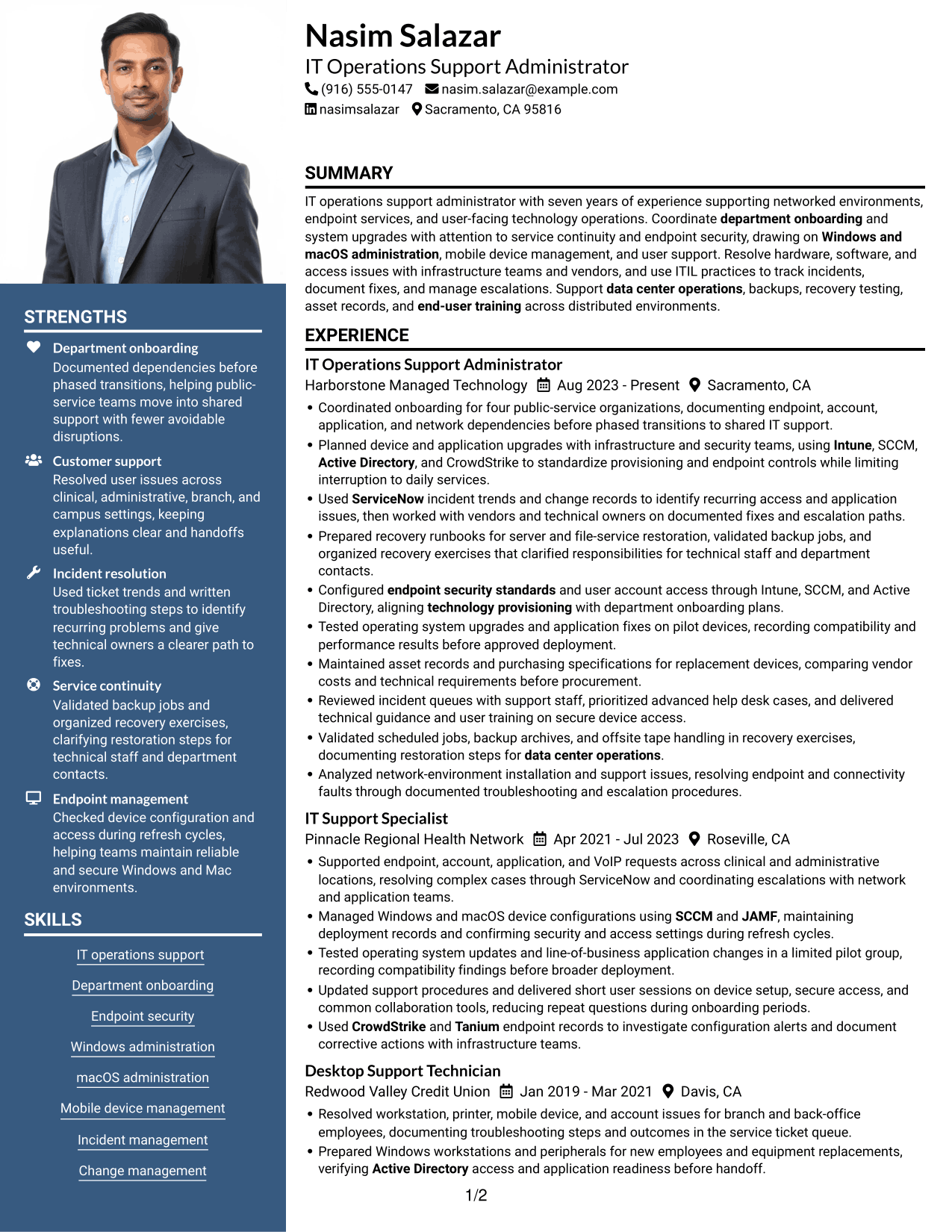 Resume example — page 1