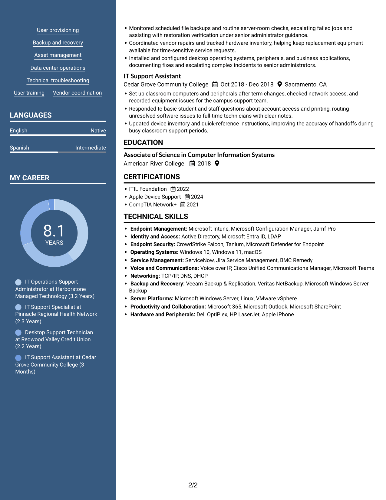 Resume example — page 2