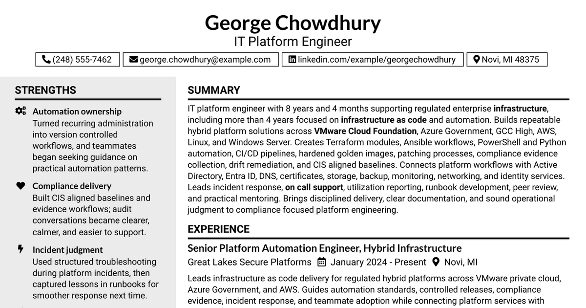 7 IT Platform Engineer Resume Templates with Example