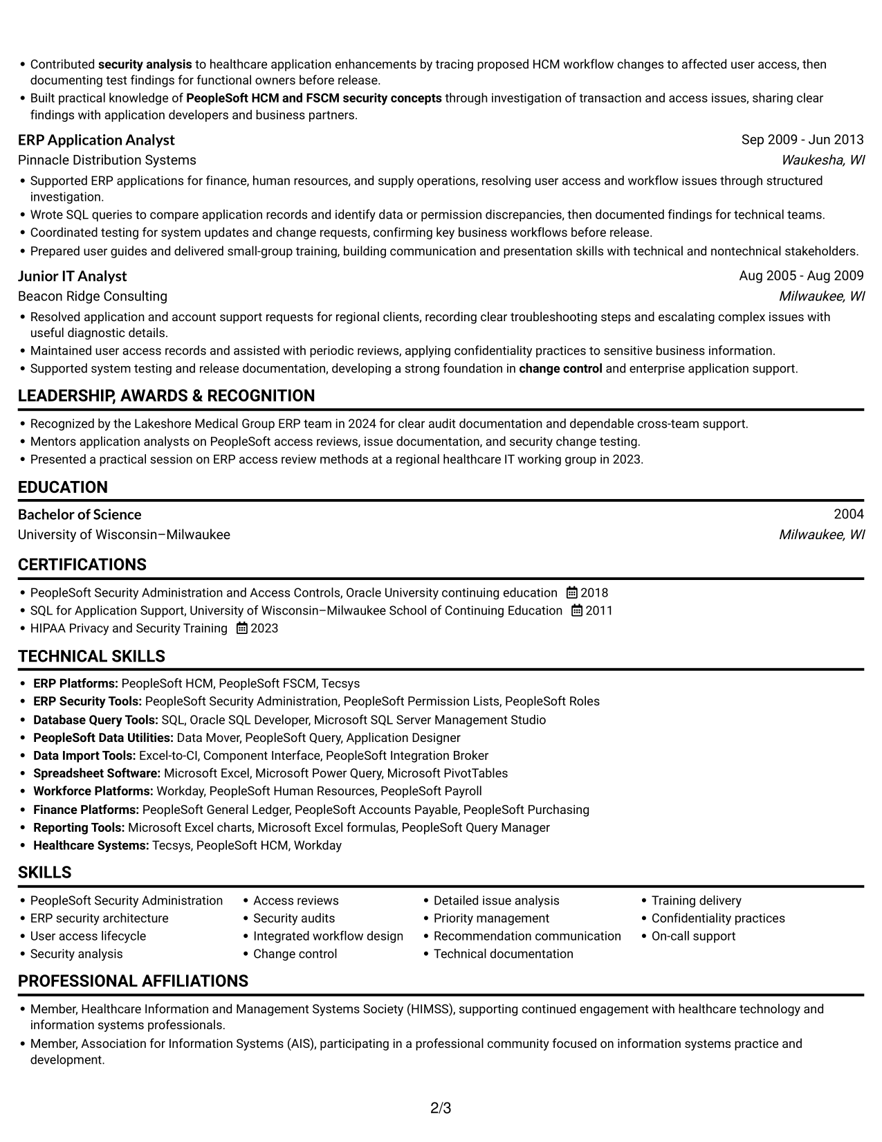 Resume example — page 2