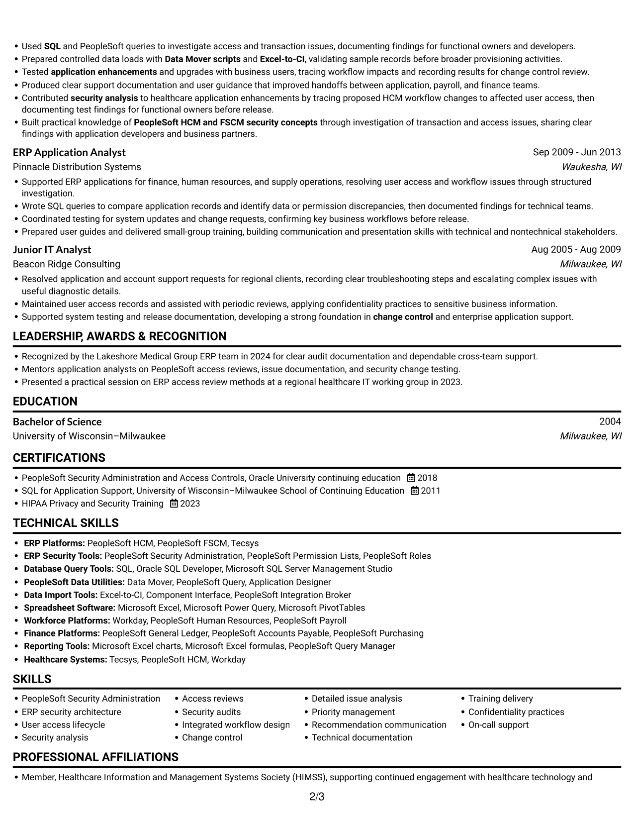 Resume example — page 2