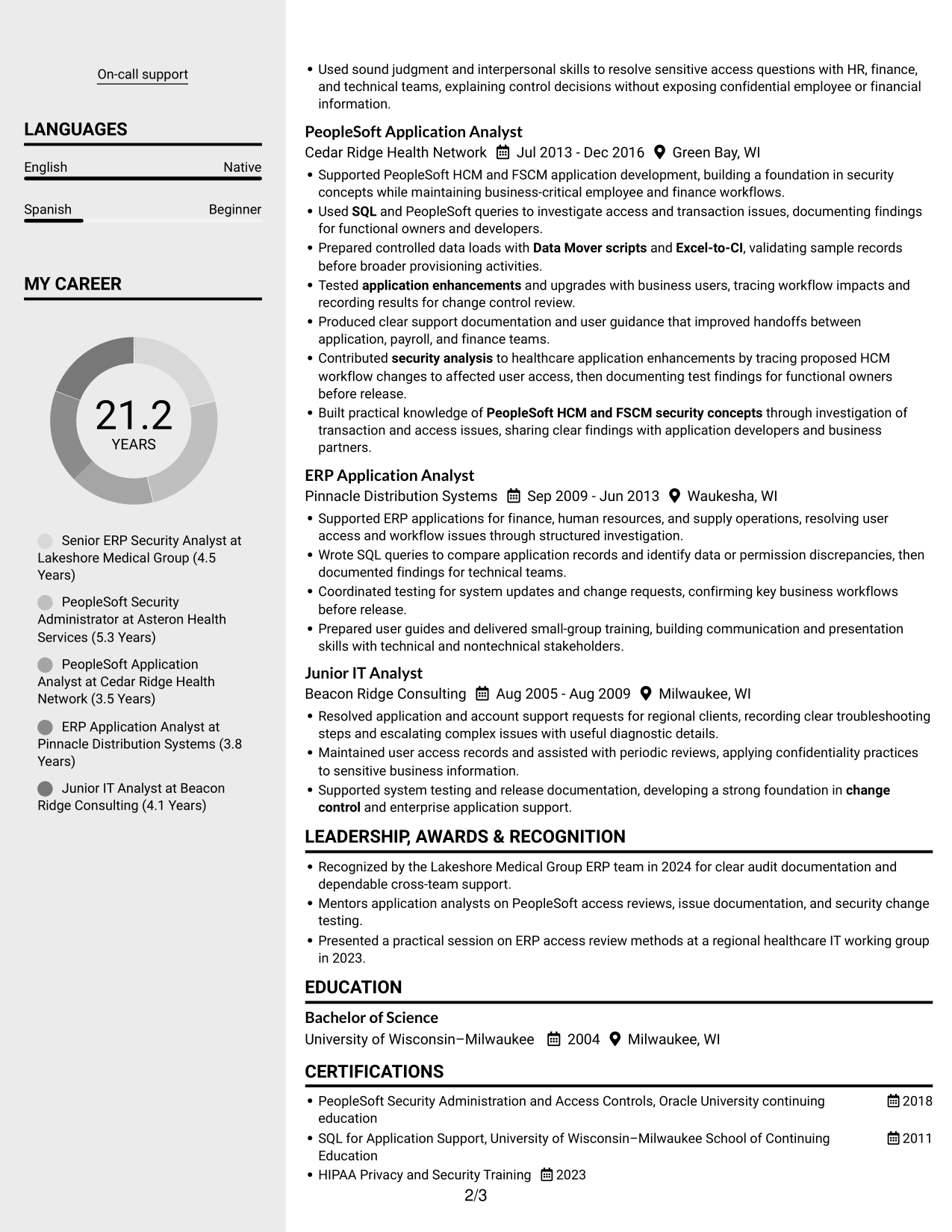 Resume example — page 2