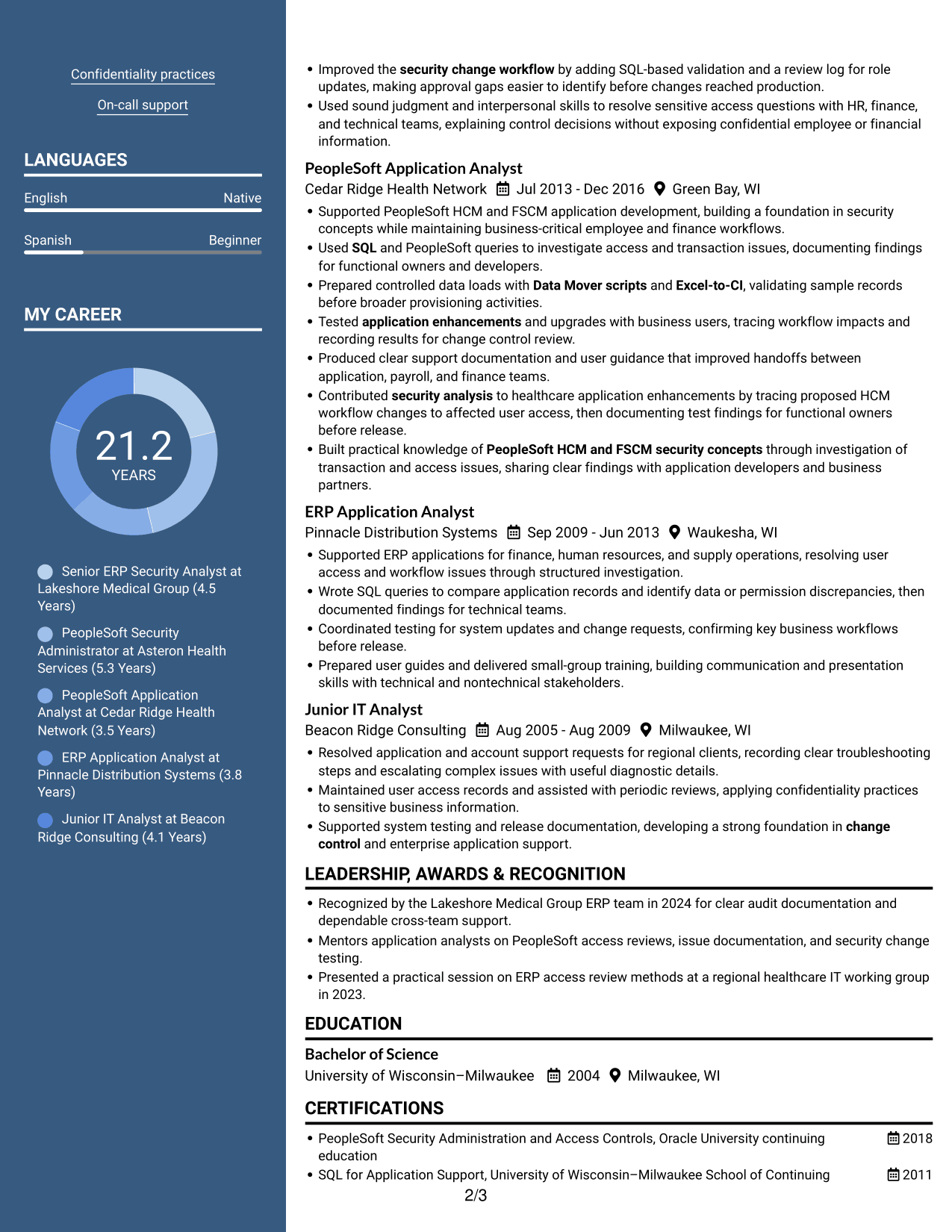 Resume example — page 2