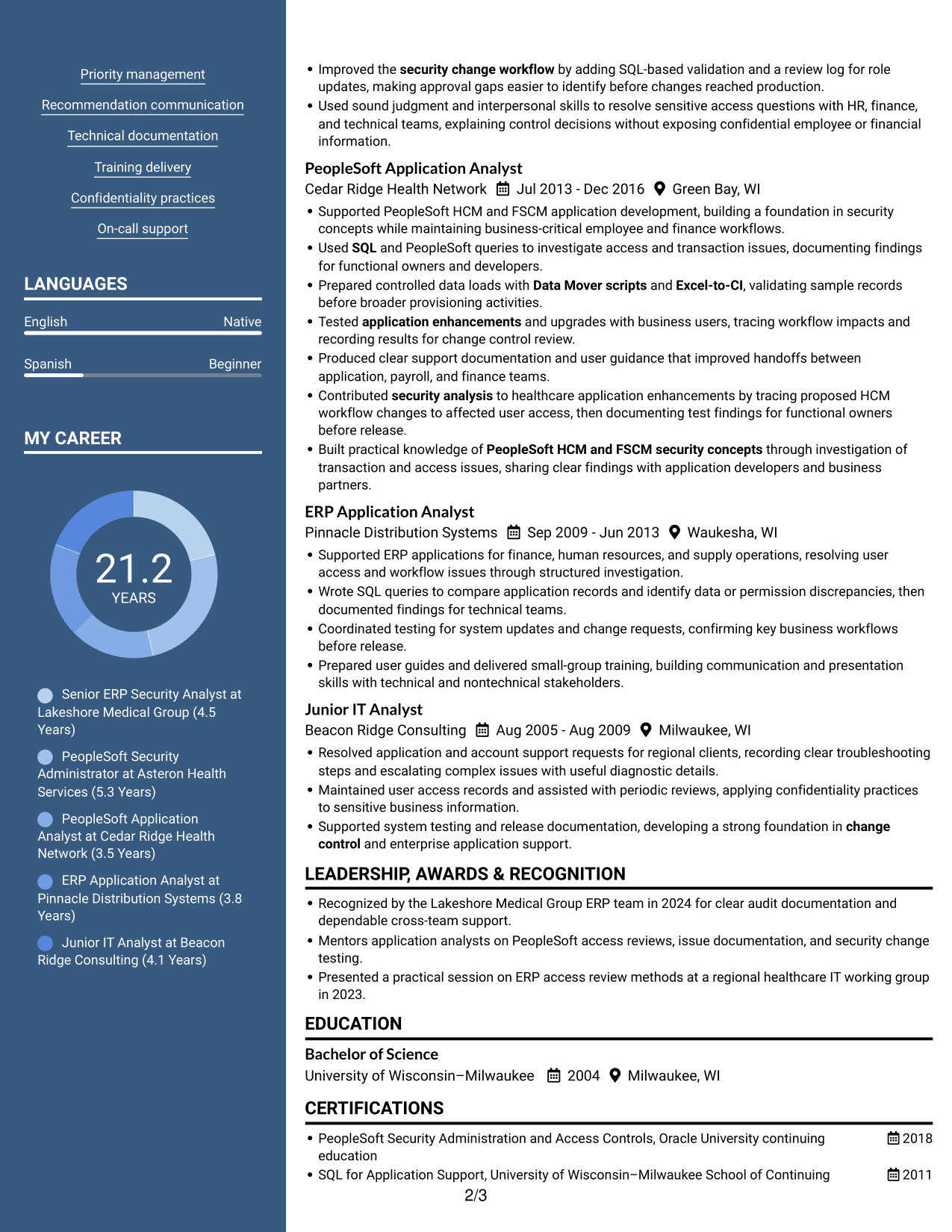 Resume example — page 2