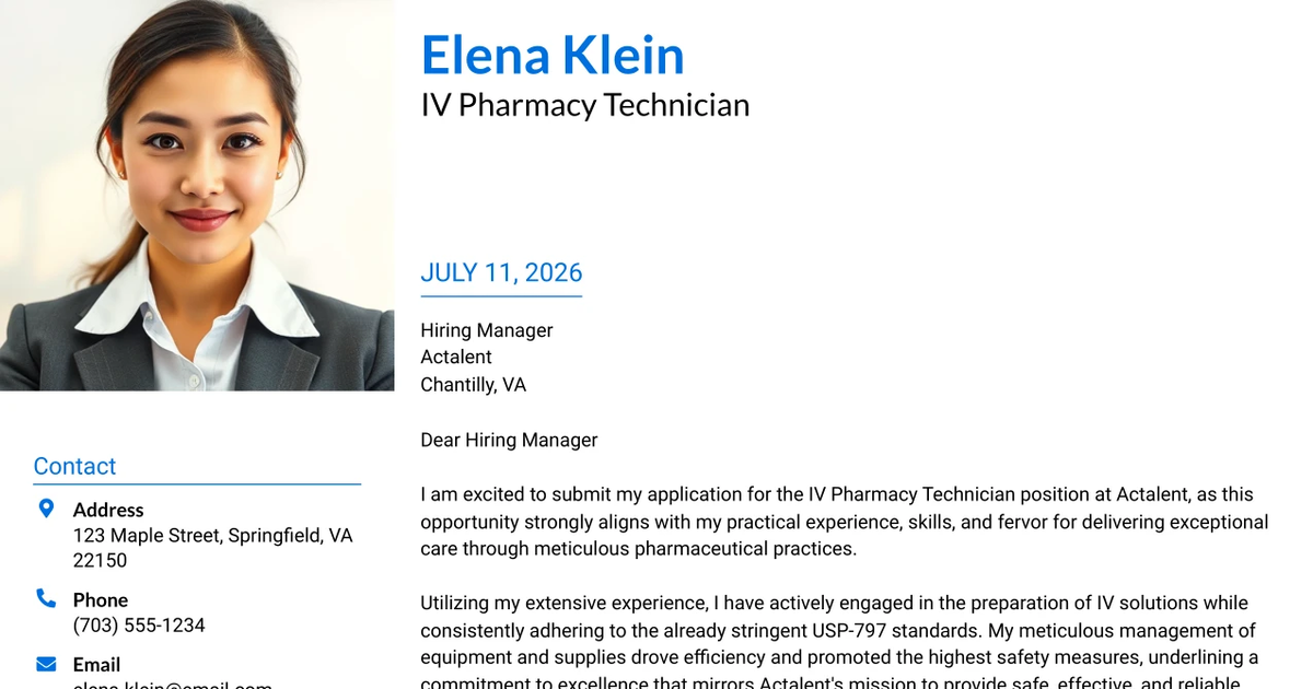 30+ IV Pharmacy Technician Cover Letter Templates with Example 2026