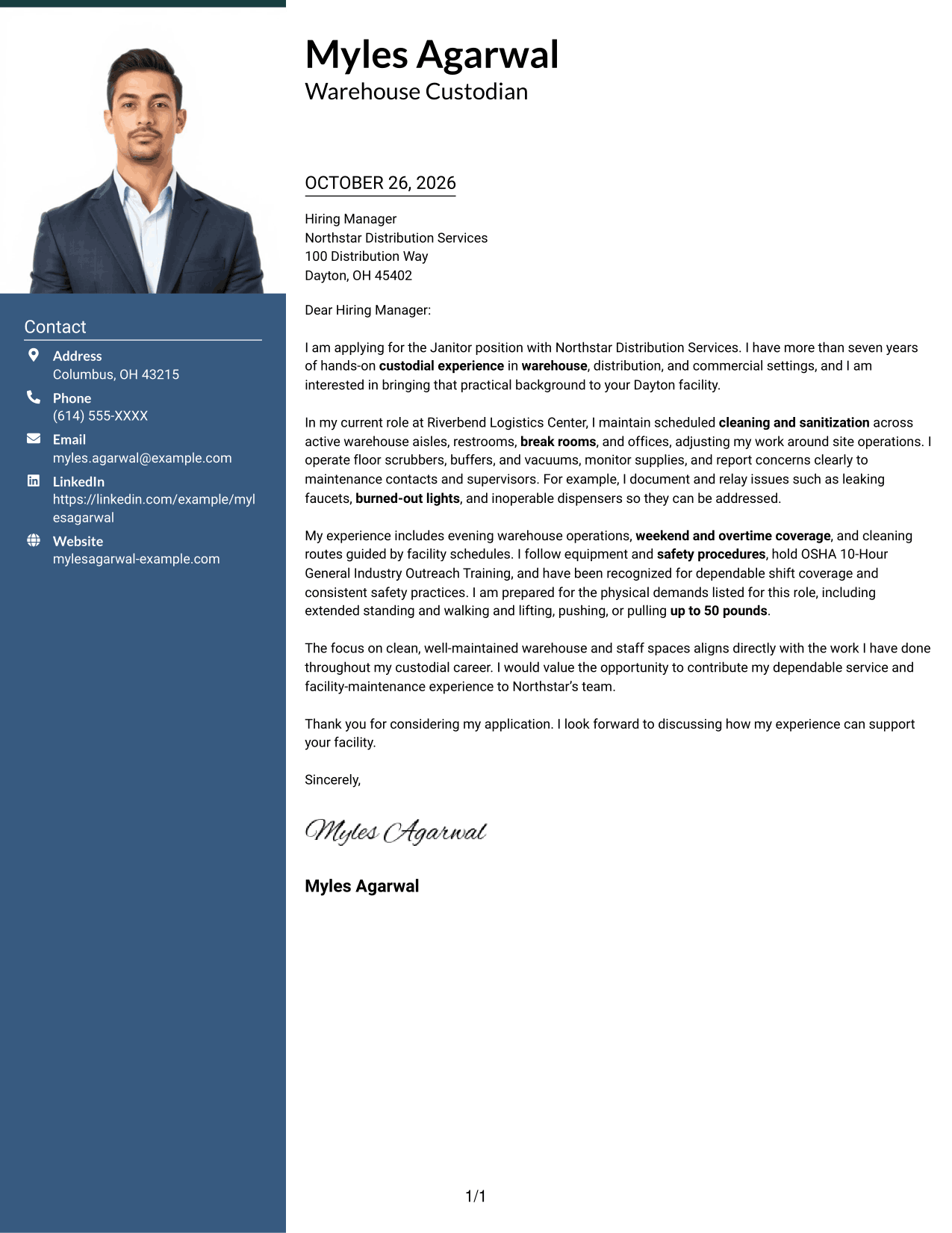 Cover letter example — page 1