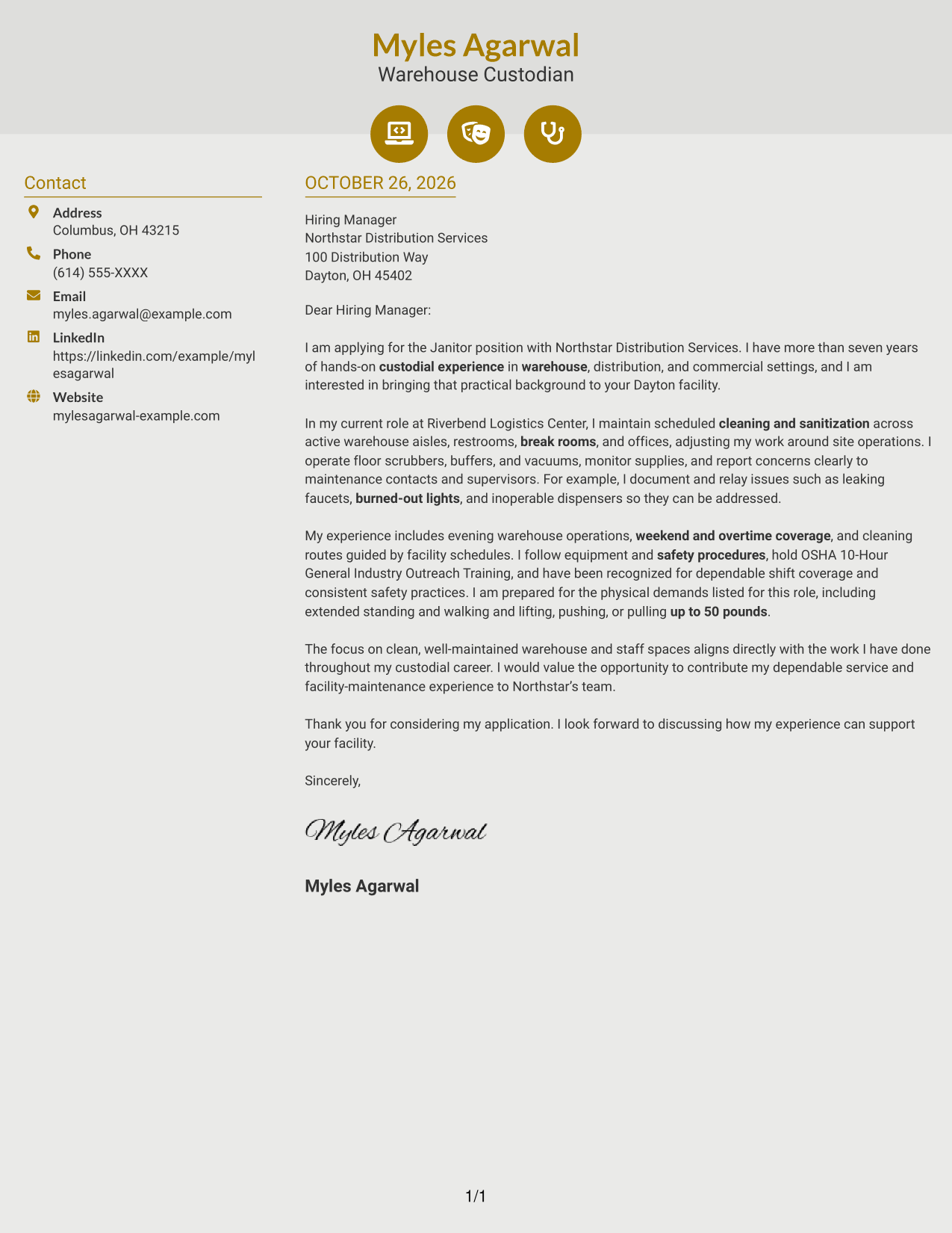 Cover letter example — page 1