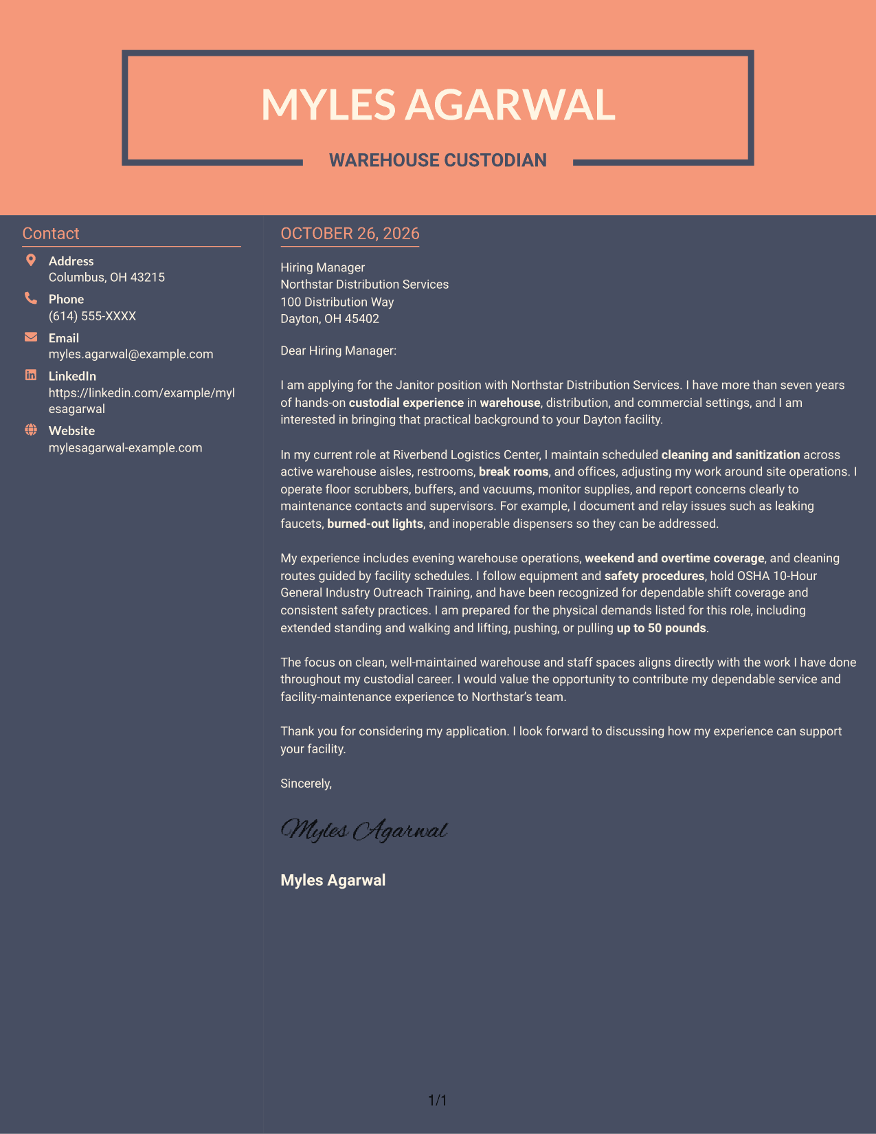 Cover letter example — page 1