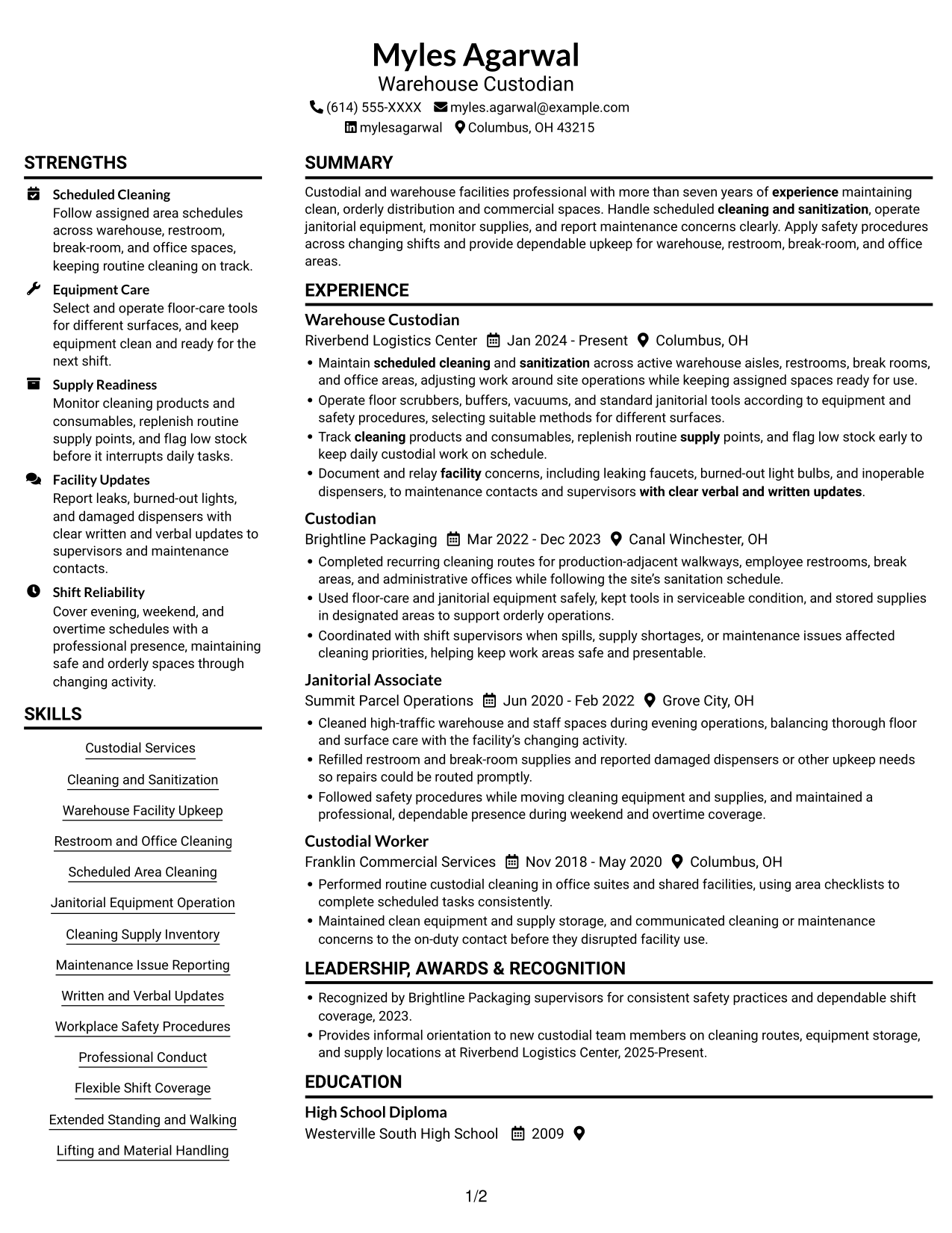 Resume example — page 1