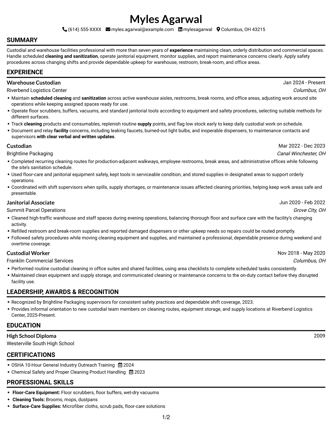 Resume example — page 1