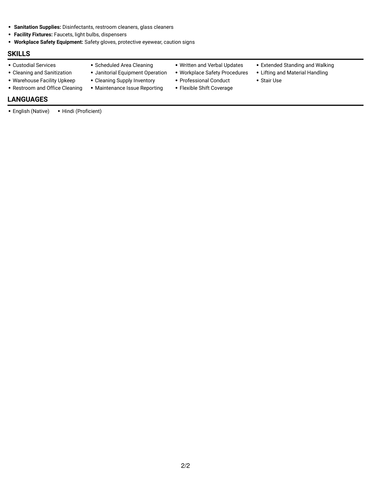 Resume example — page 2