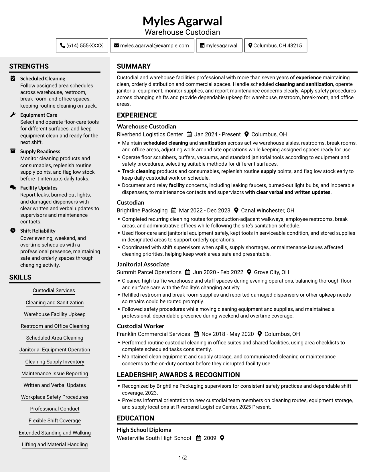 Resume example — page 1