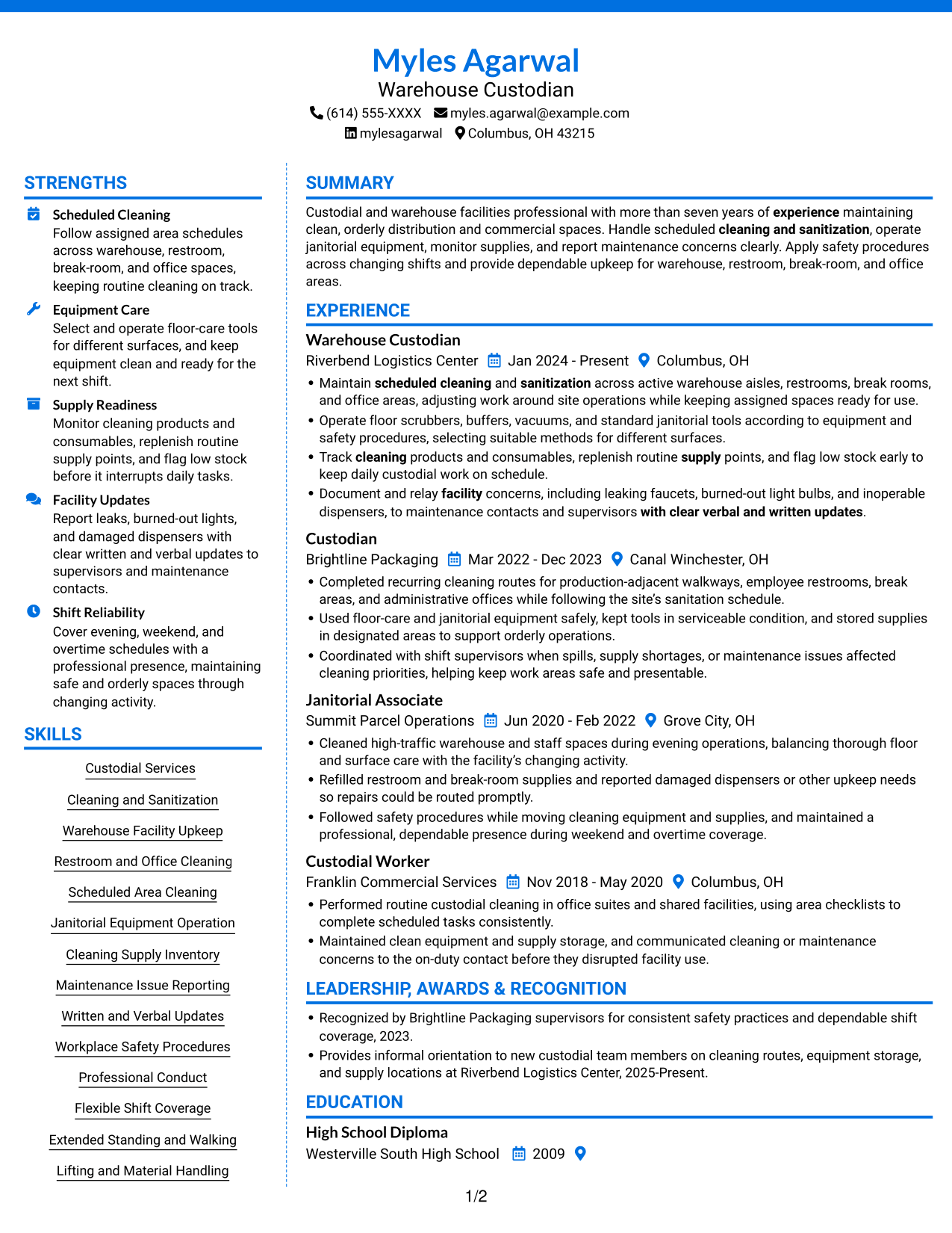 Resume example — page 1