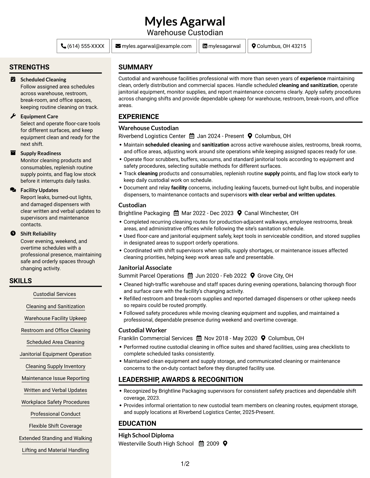 Resume example — page 1