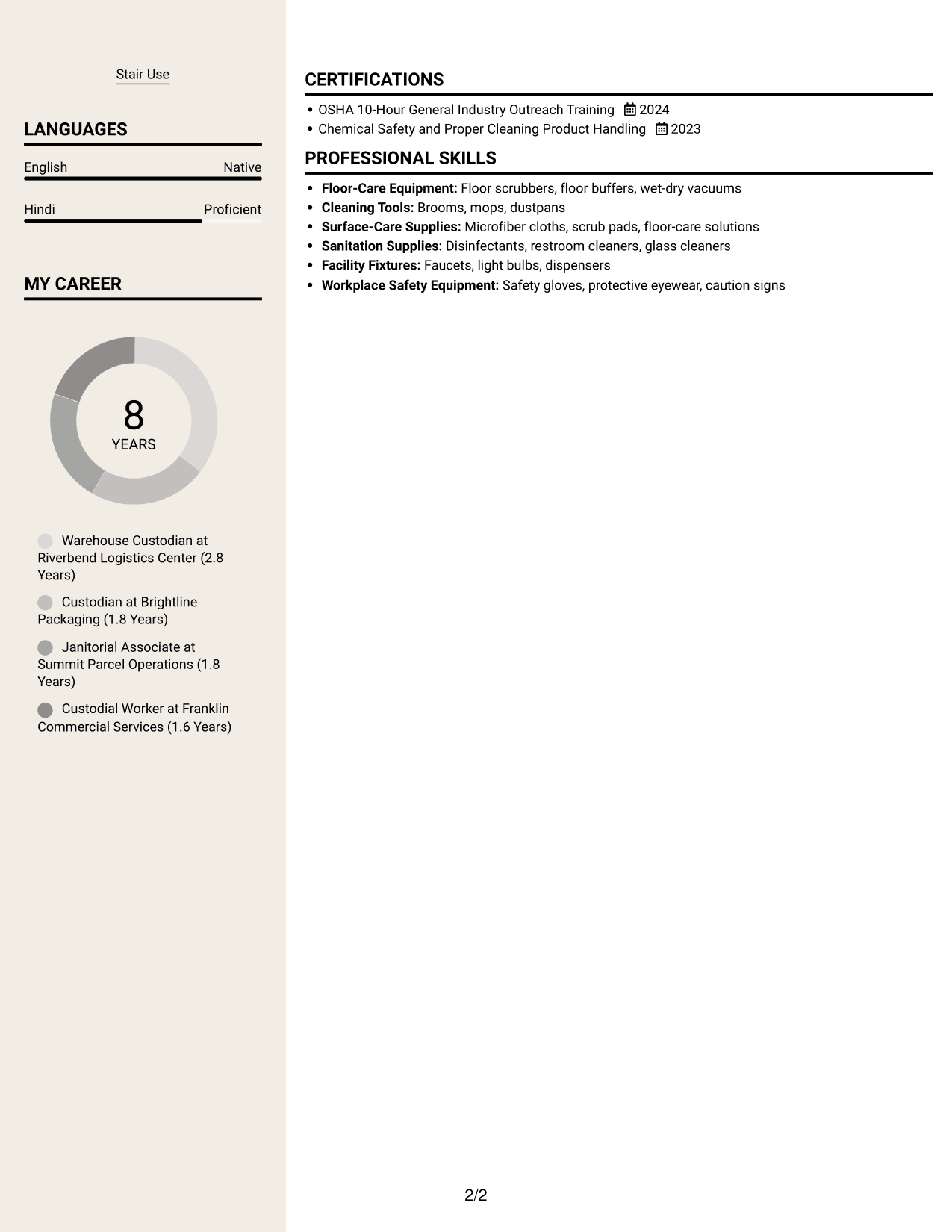Resume example — page 2