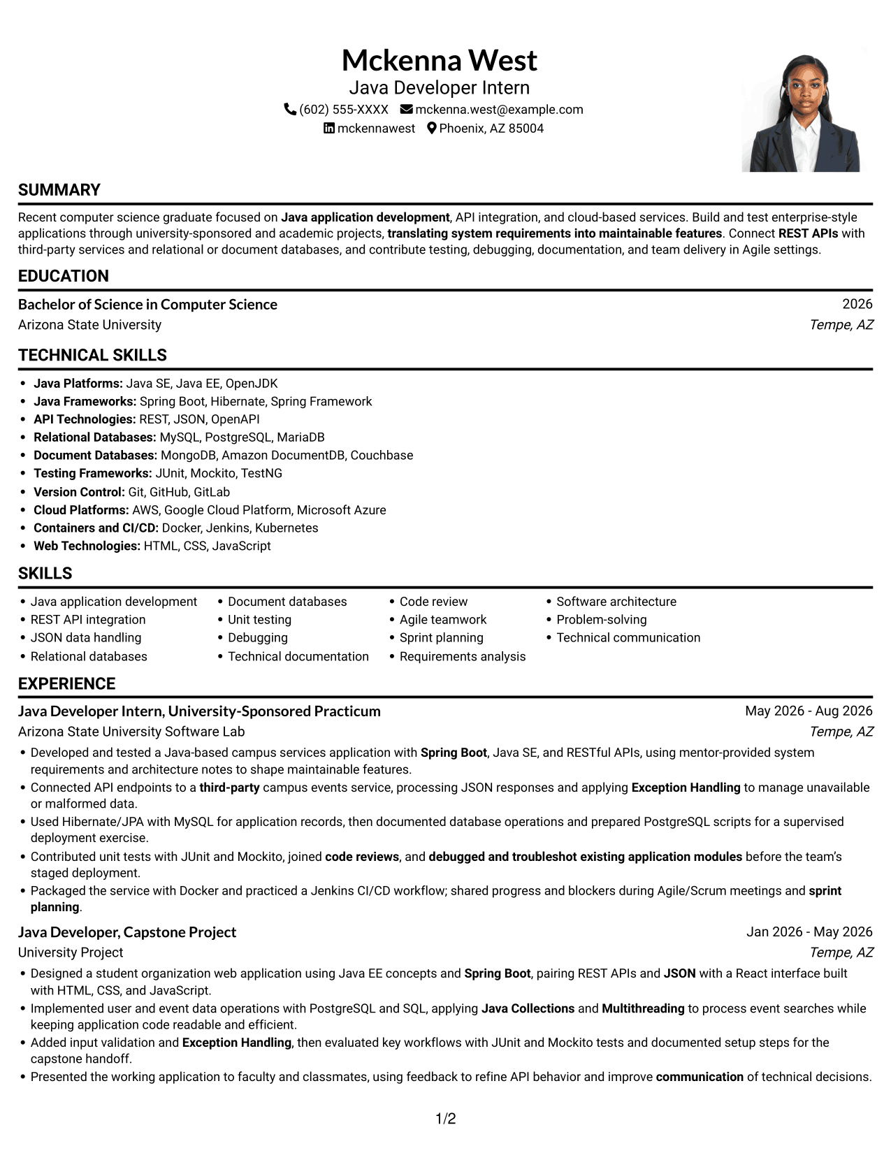 Resume example — page 1