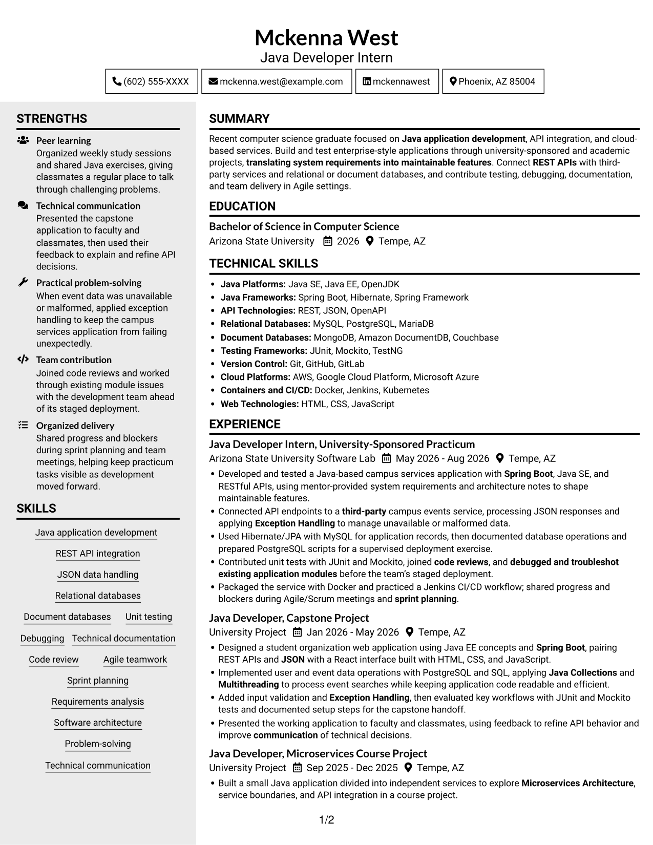 Resume example — page 1