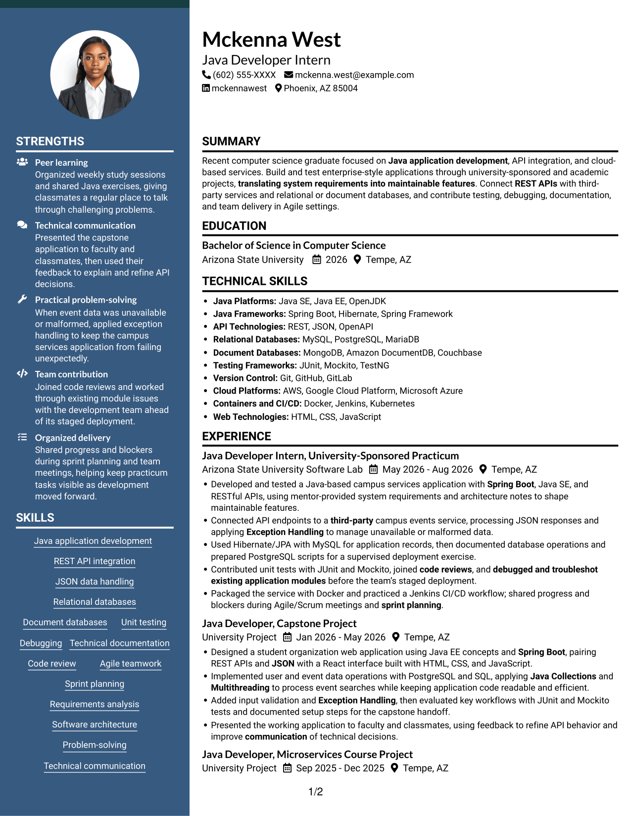 Resume example — page 1