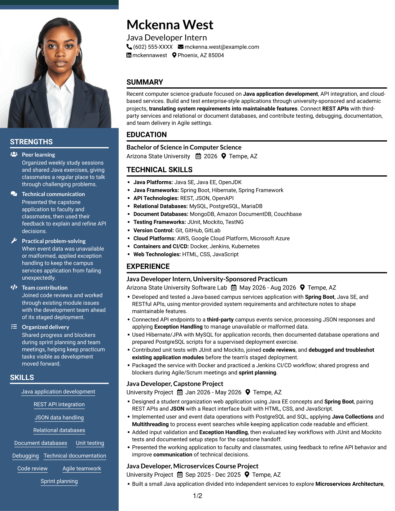 Resume example — page 1
