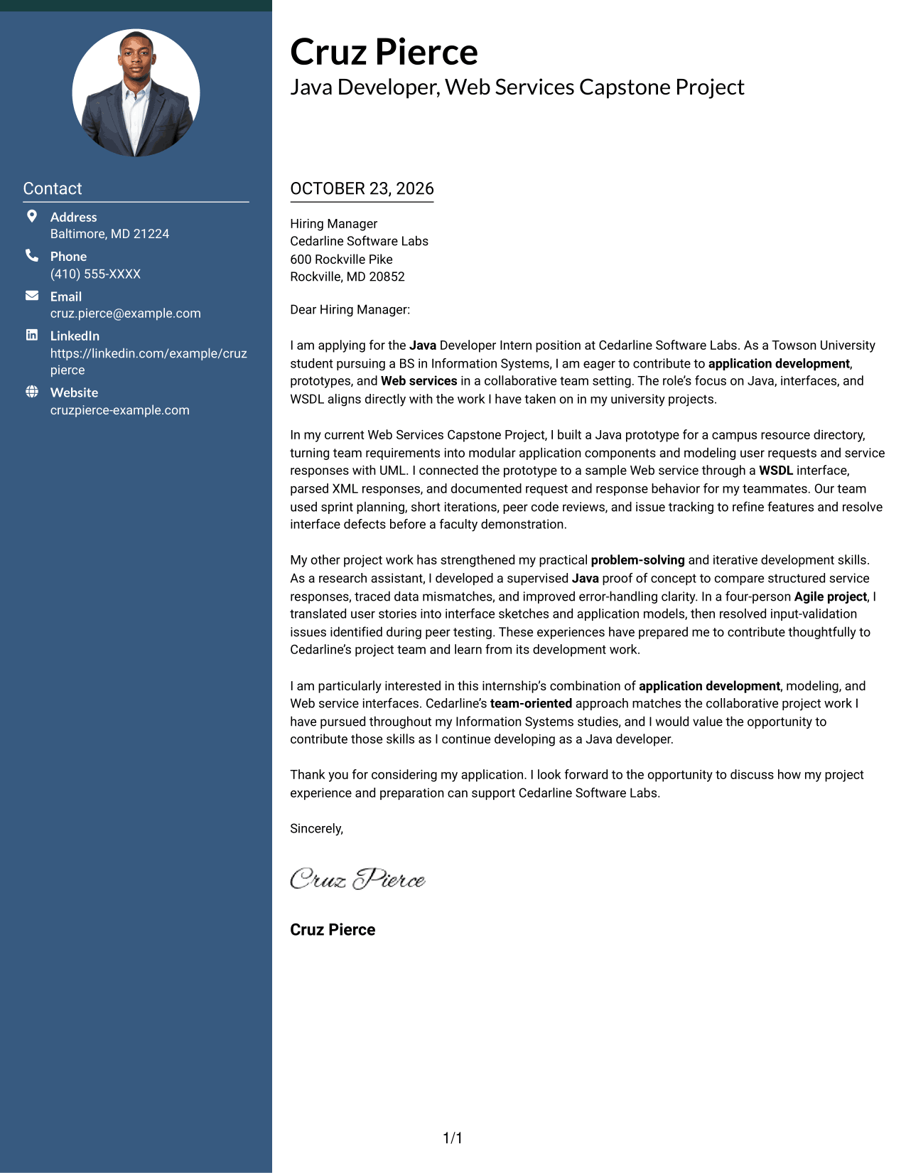 Cover letter example — page 1