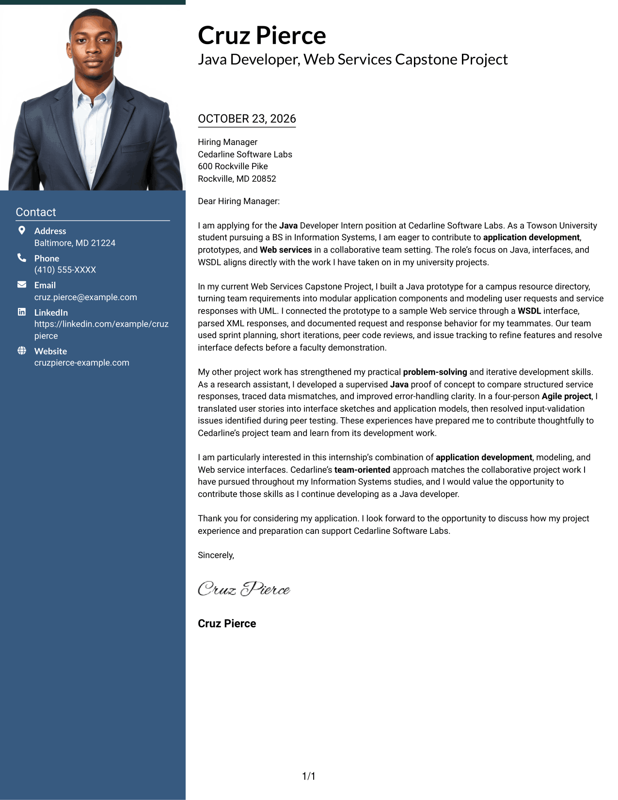 Cover letter example — page 1