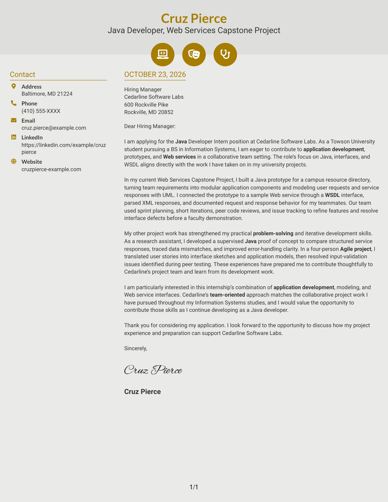 Cover letter example — page 1
