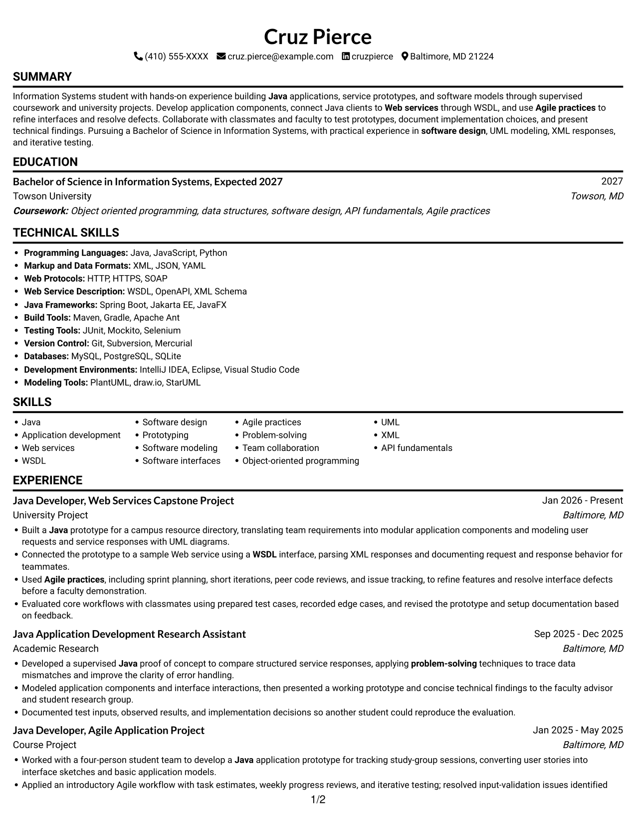 Resume example — page 1