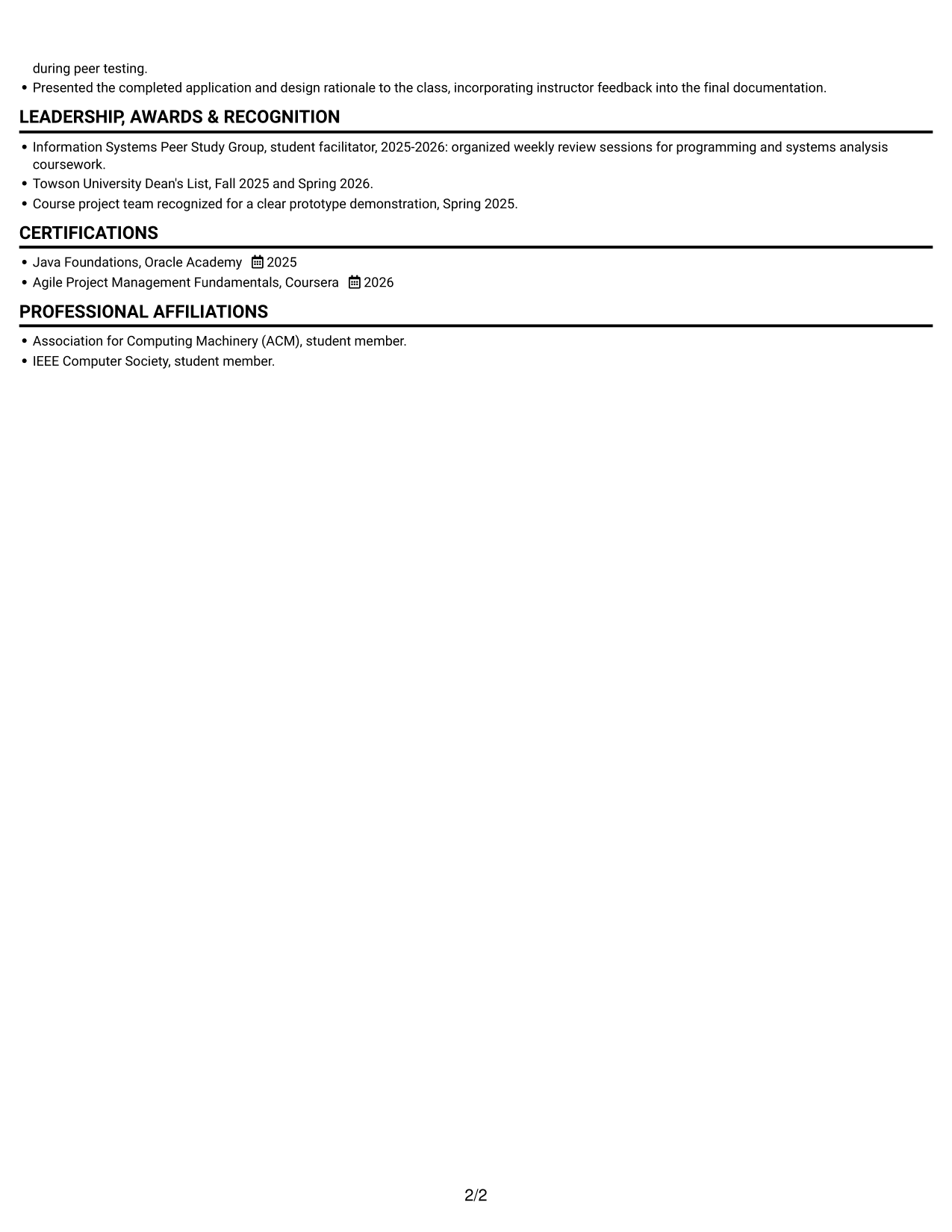 Resume example — page 2