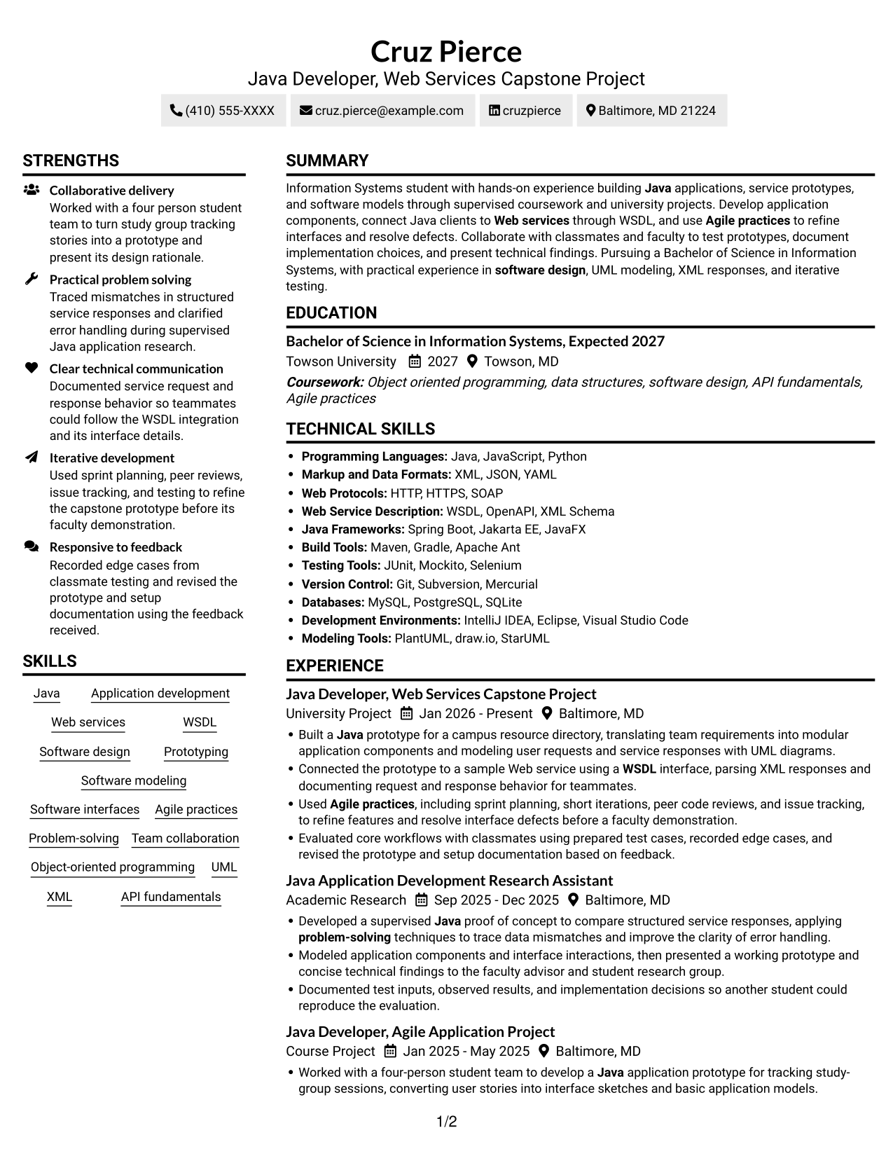 Resume example — page 1