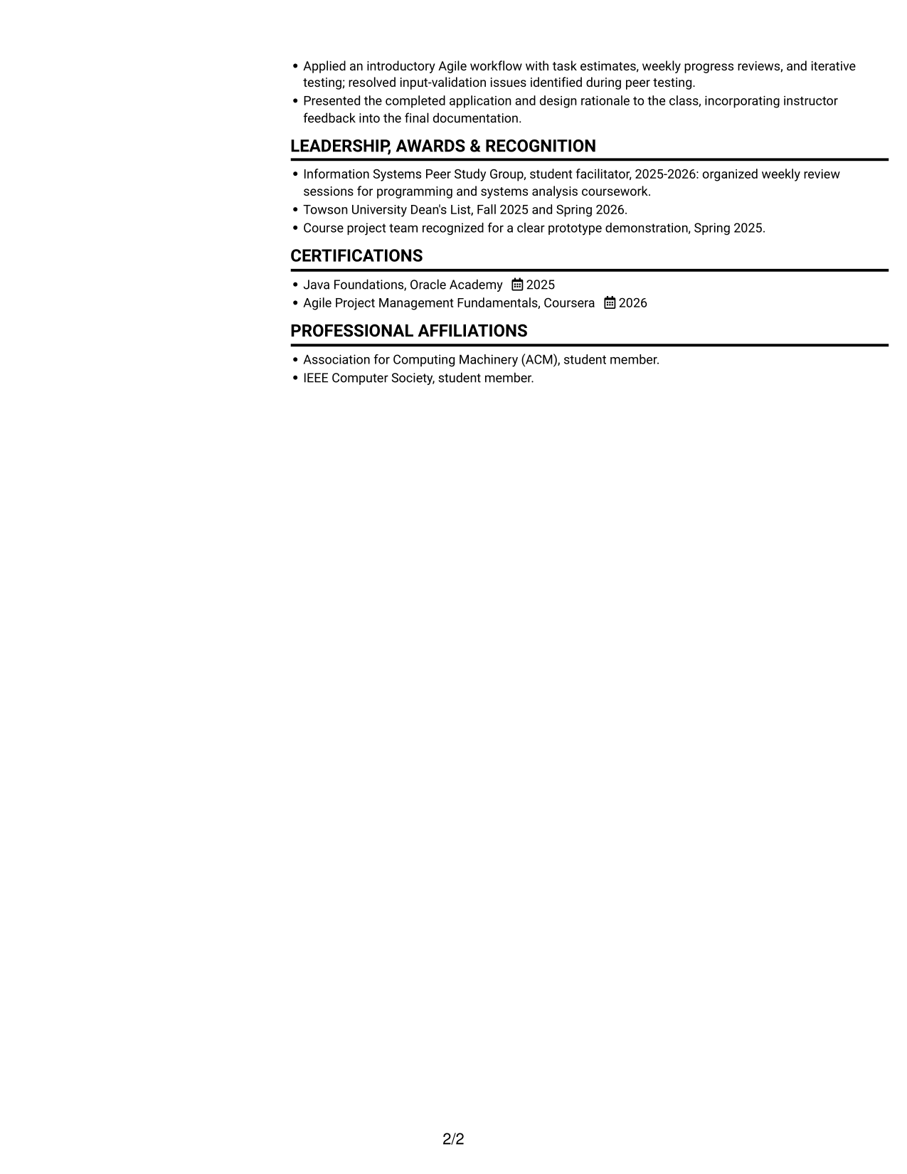 Resume example — page 2