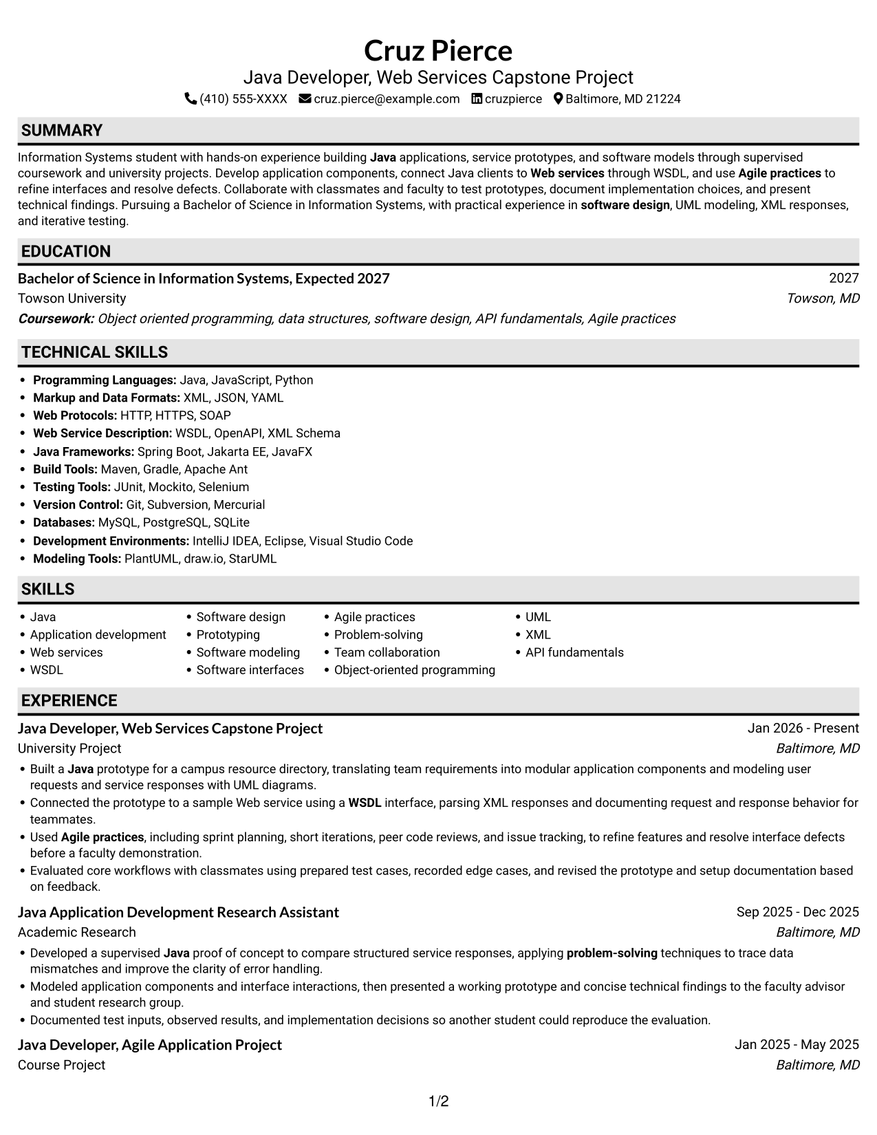 Resume example — page 1