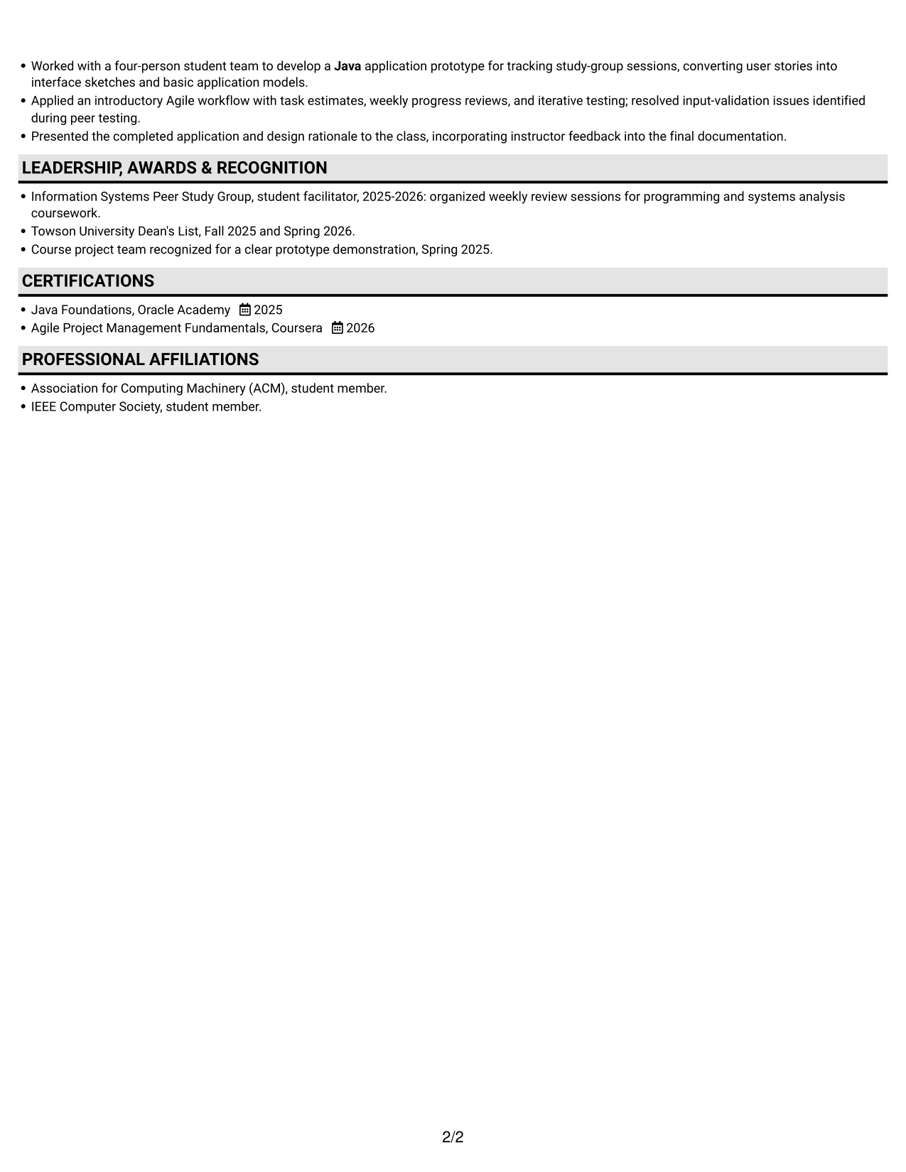 Resume example — page 2