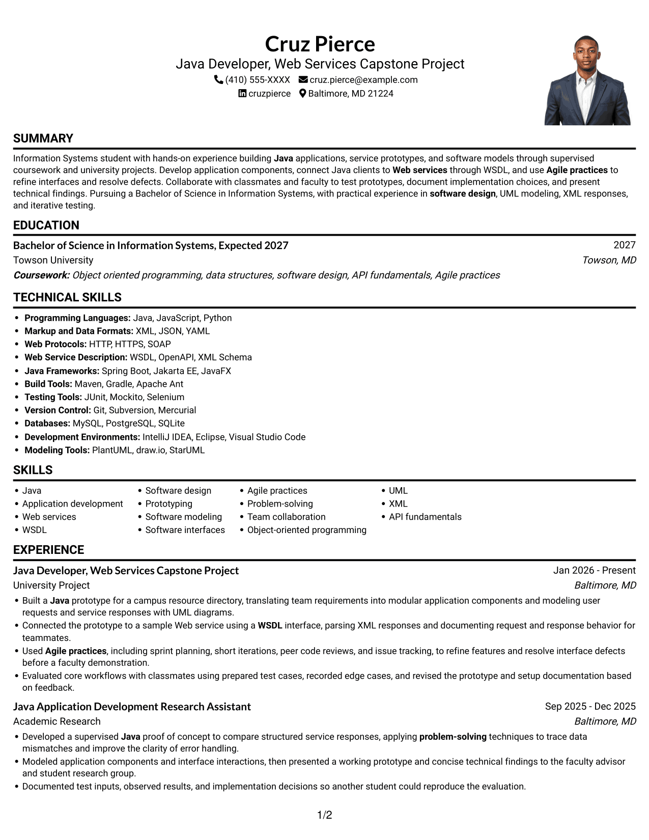 Resume example — page 1