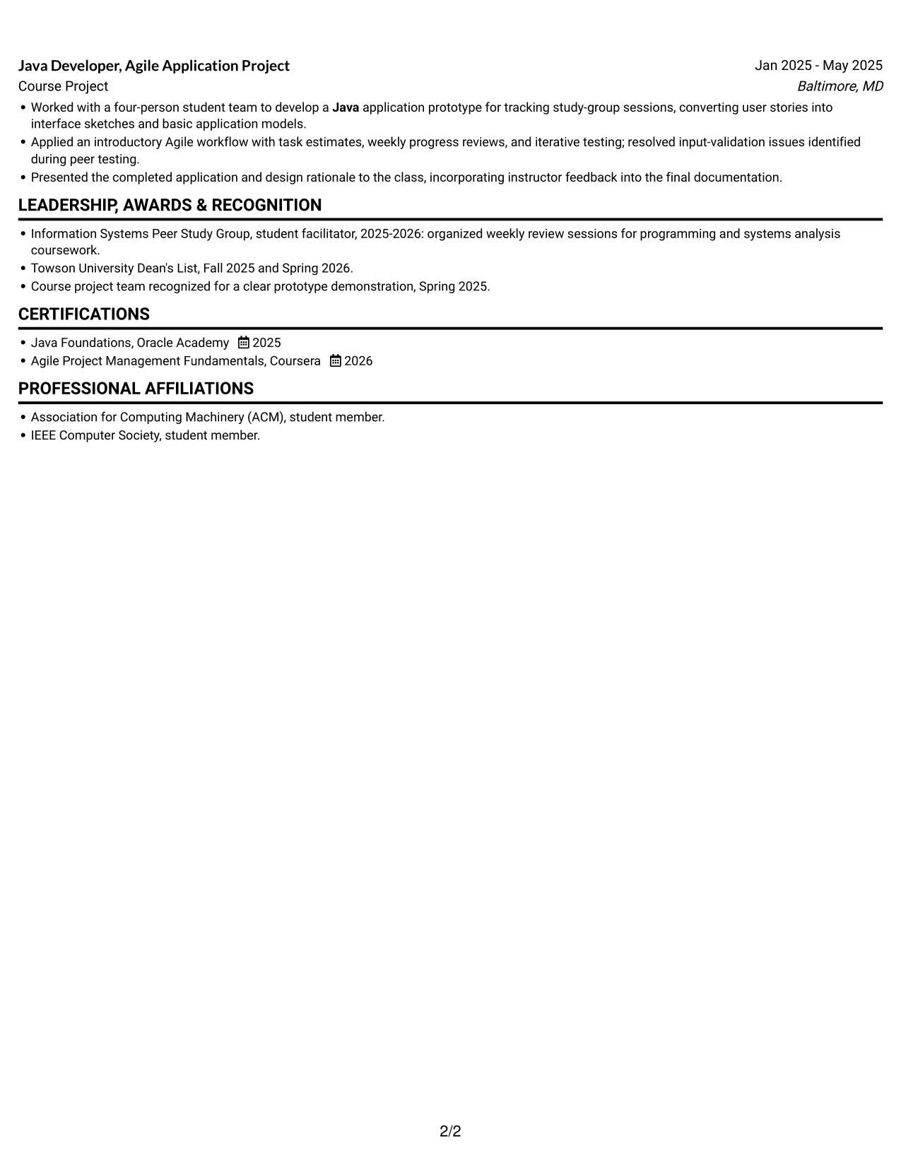 Resume example — page 2