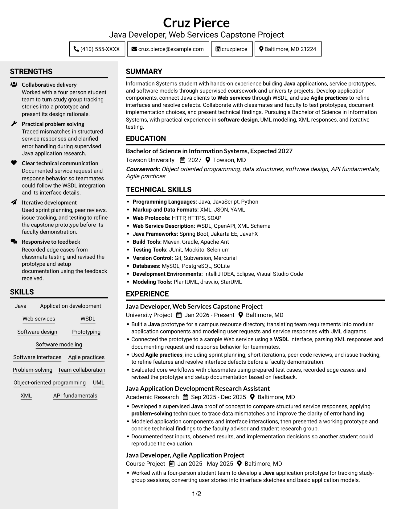 Resume example — page 1