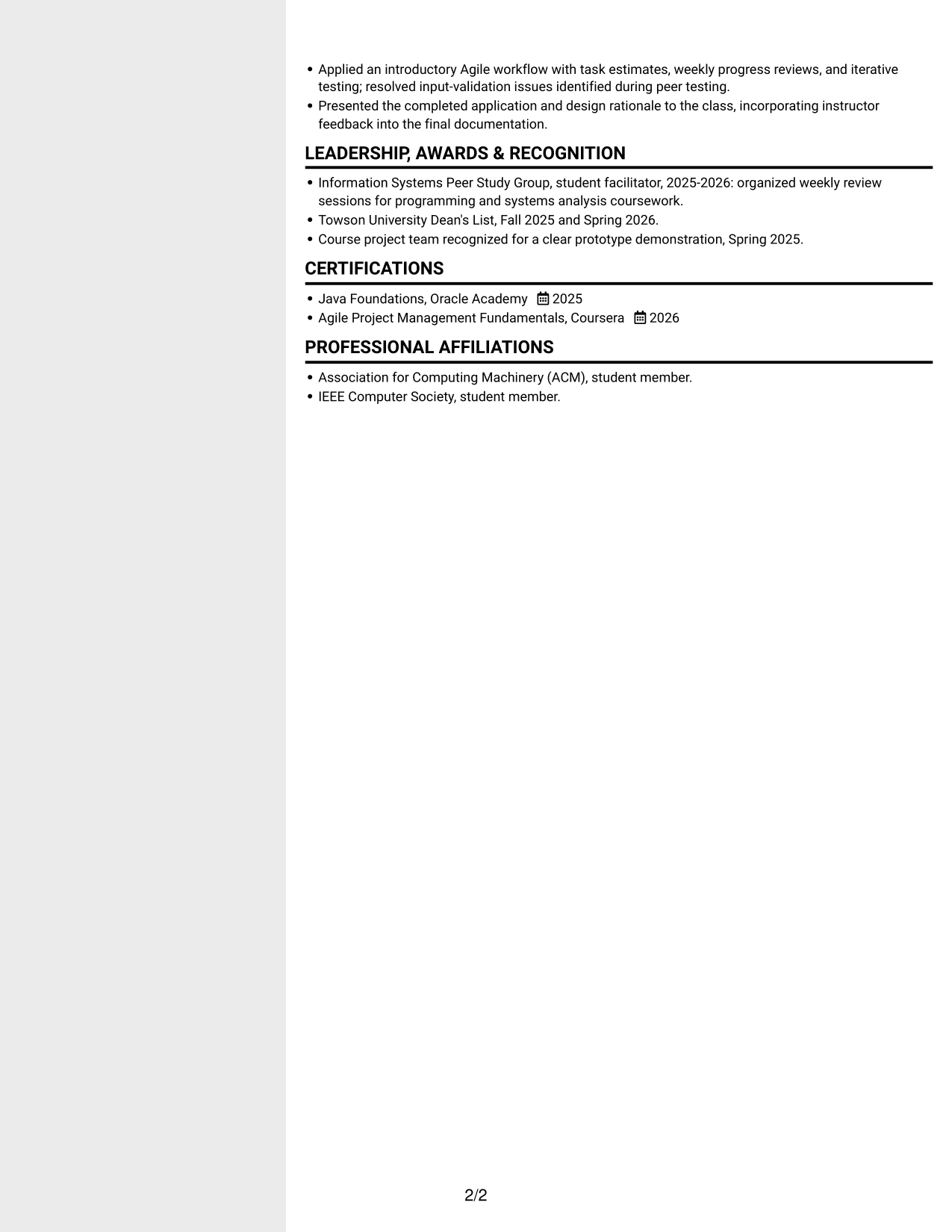 Resume example — page 2