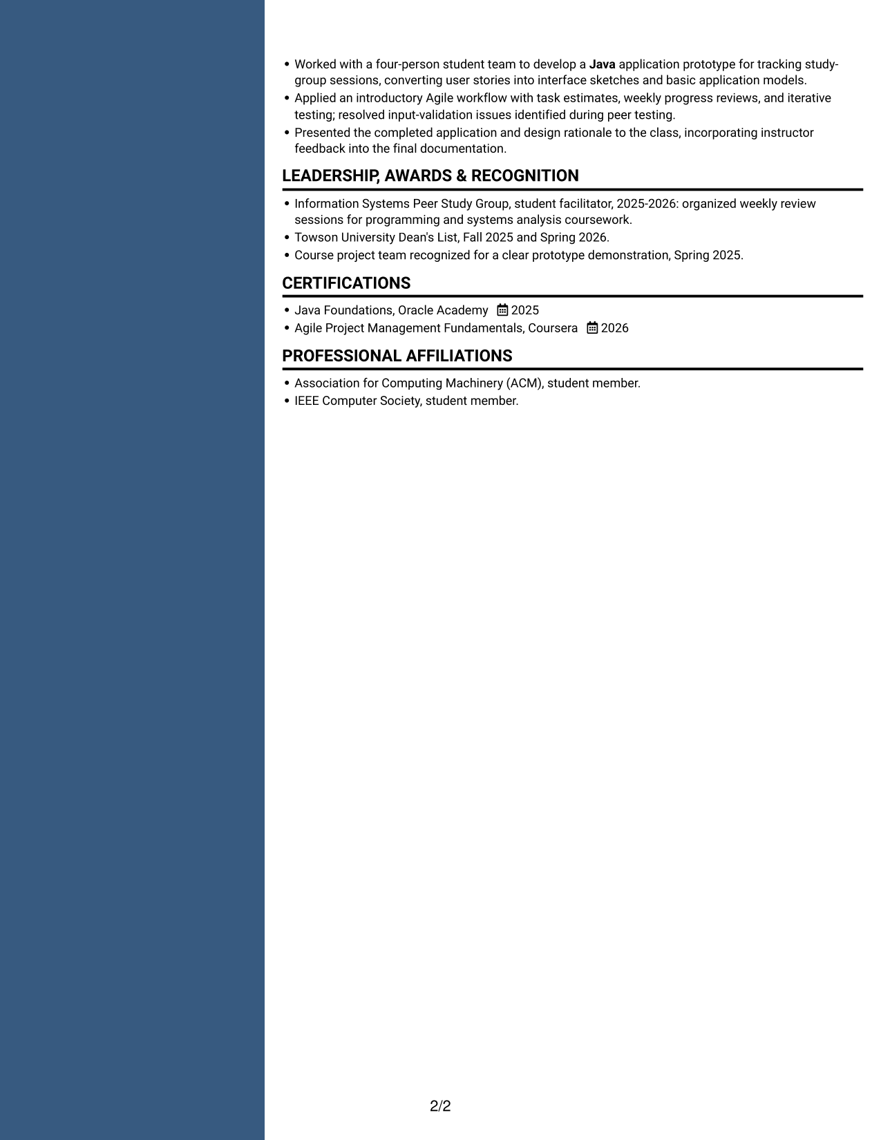 Resume example — page 2