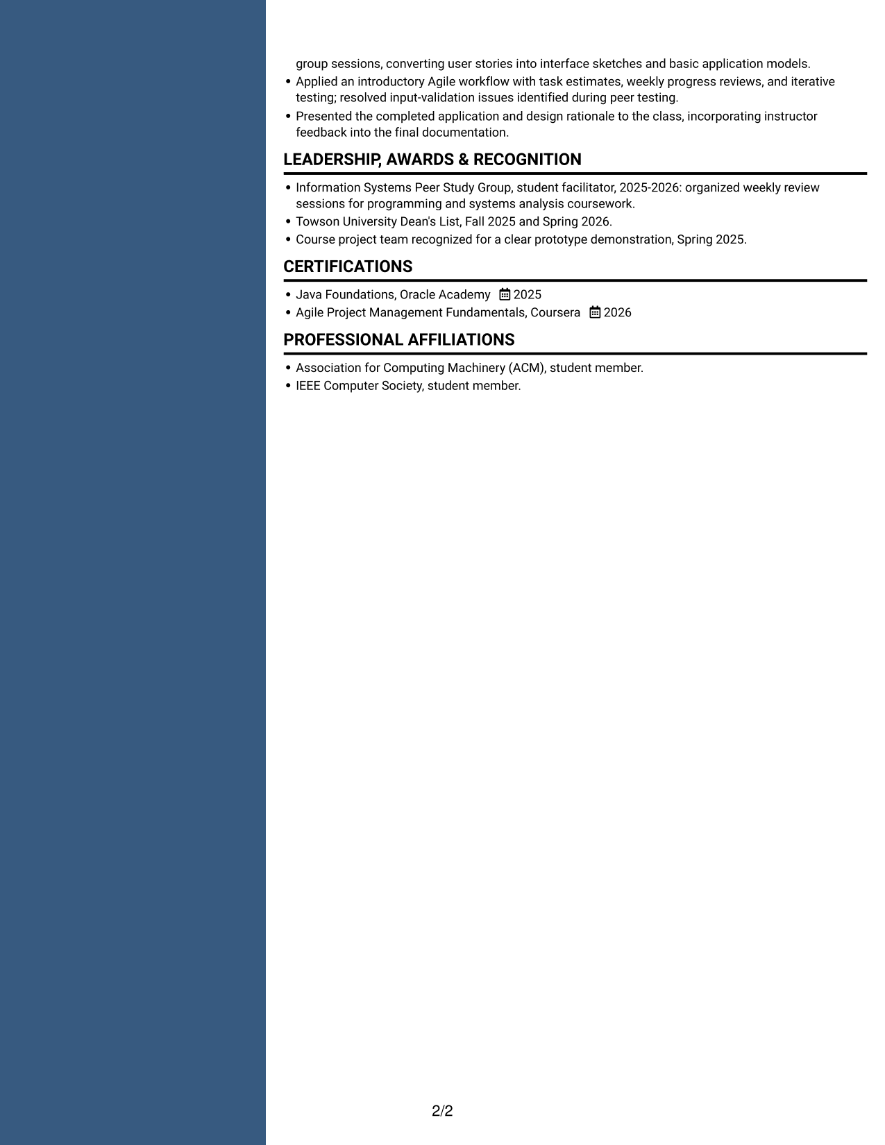 Resume example — page 2